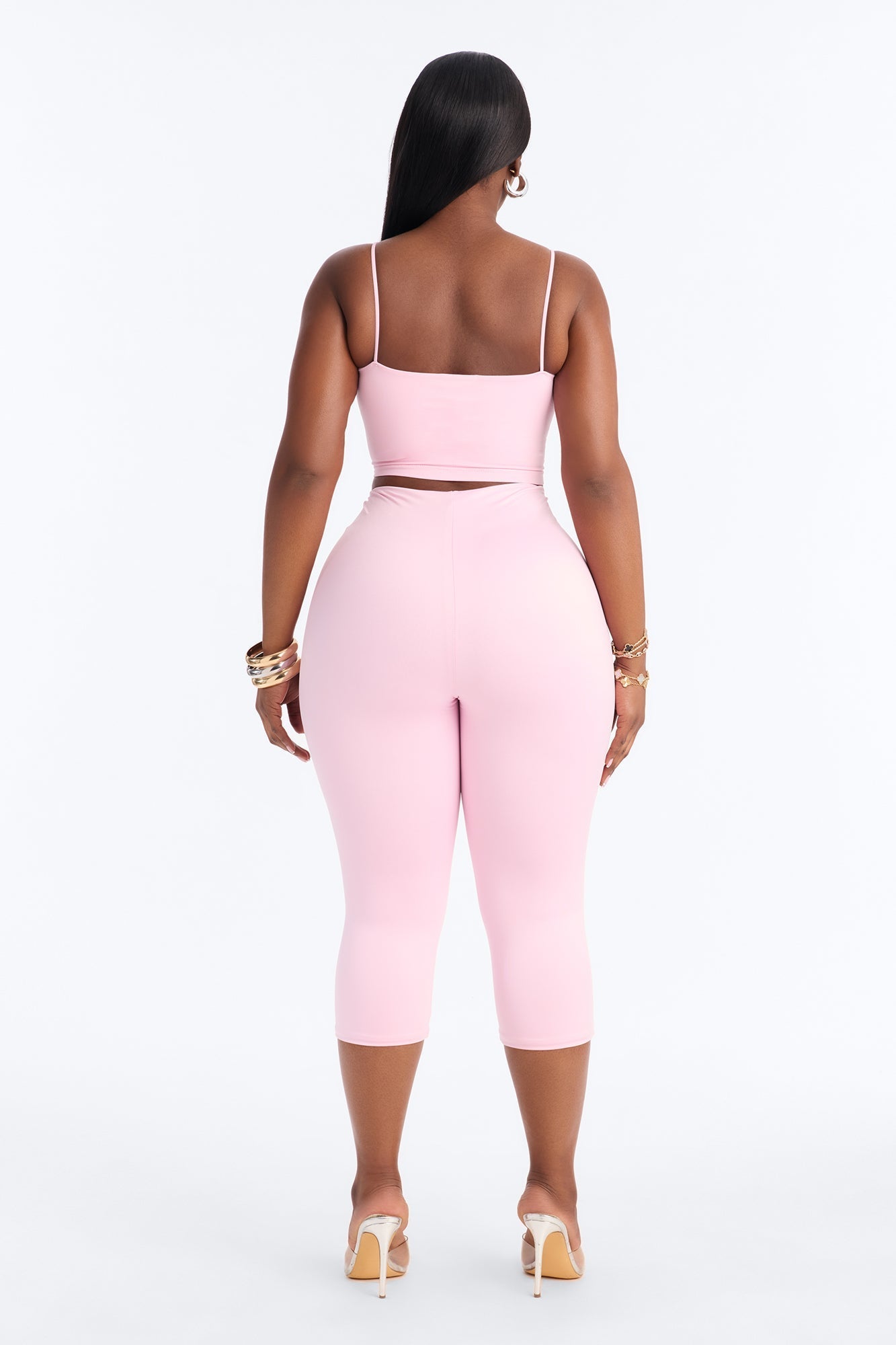 Seamless Smooth Base Layer Double Lined Cami Crop Top - Light Pink