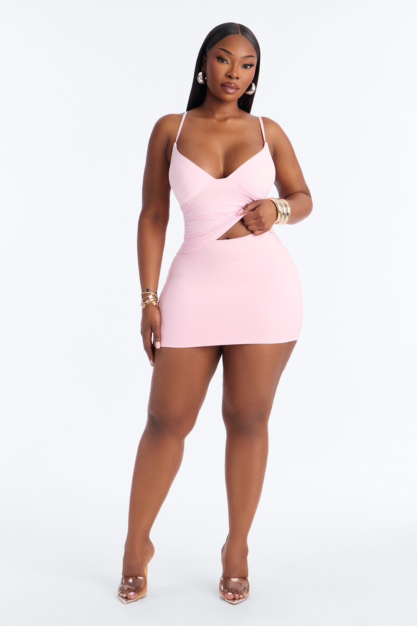 Contour Double Lined Mini Skirt - Light Pink