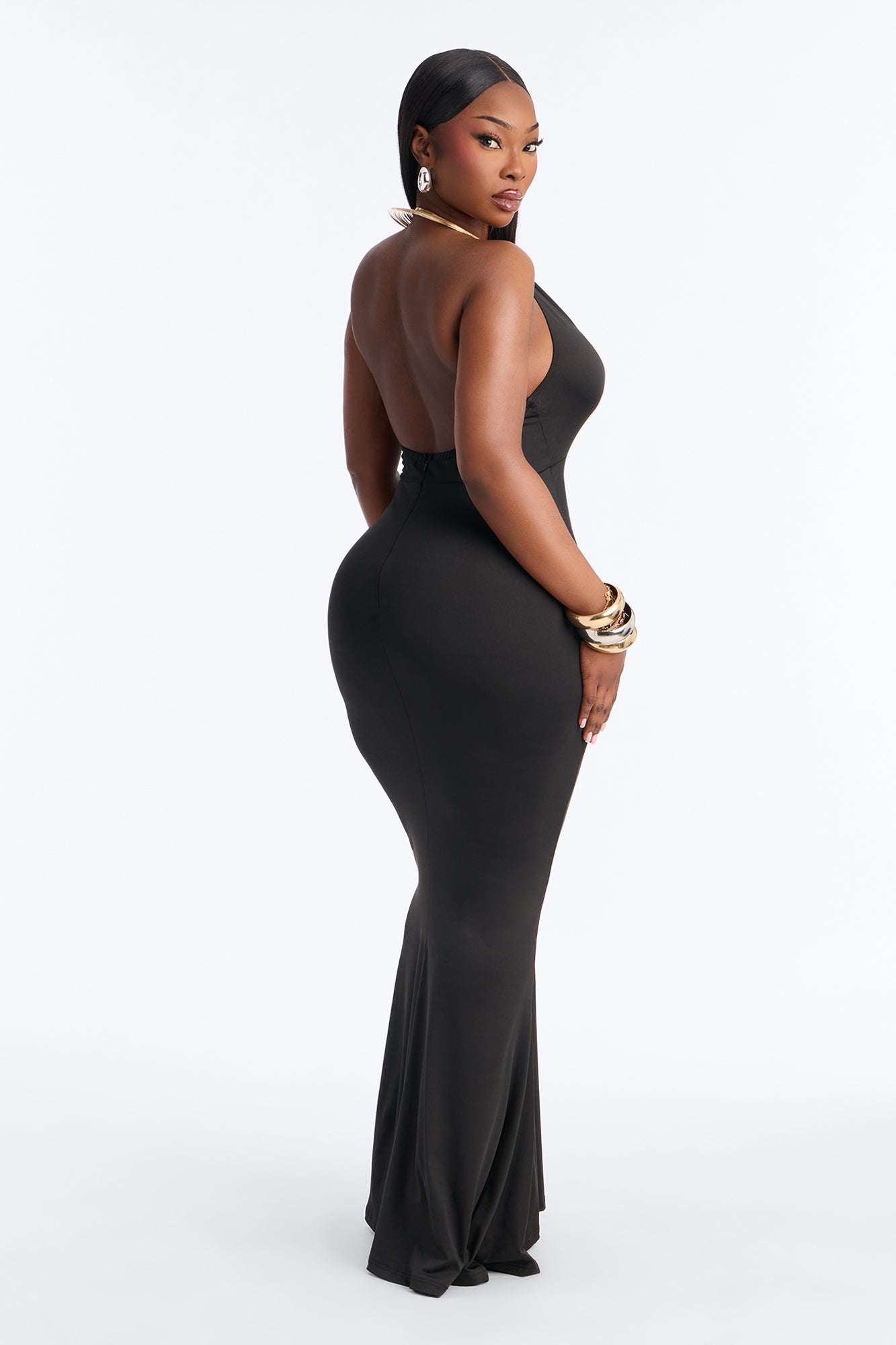 Cancun Vibing Deep V Maxi Dress - Black