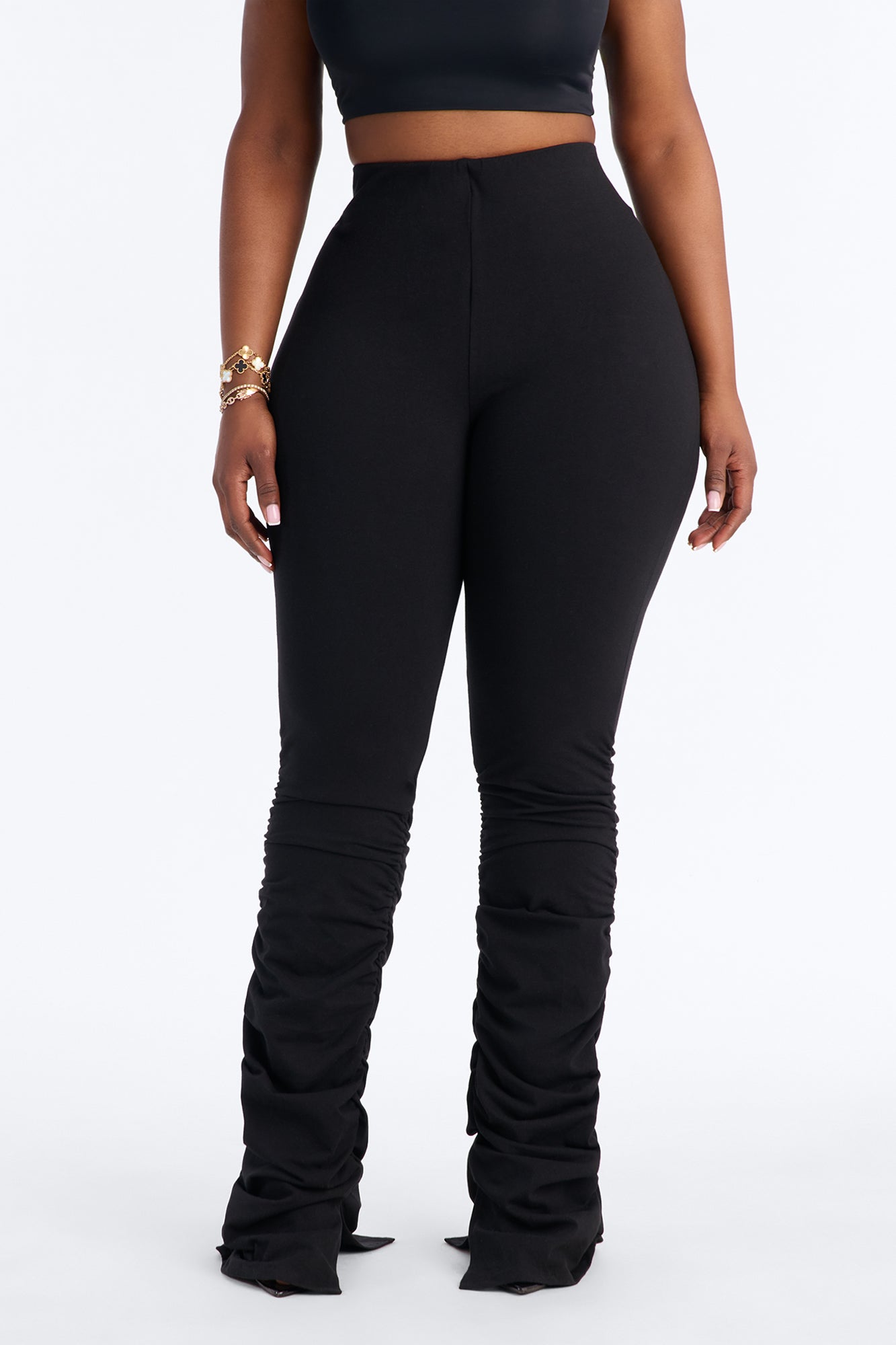 Quinn High Rise Stacked Legging - Black