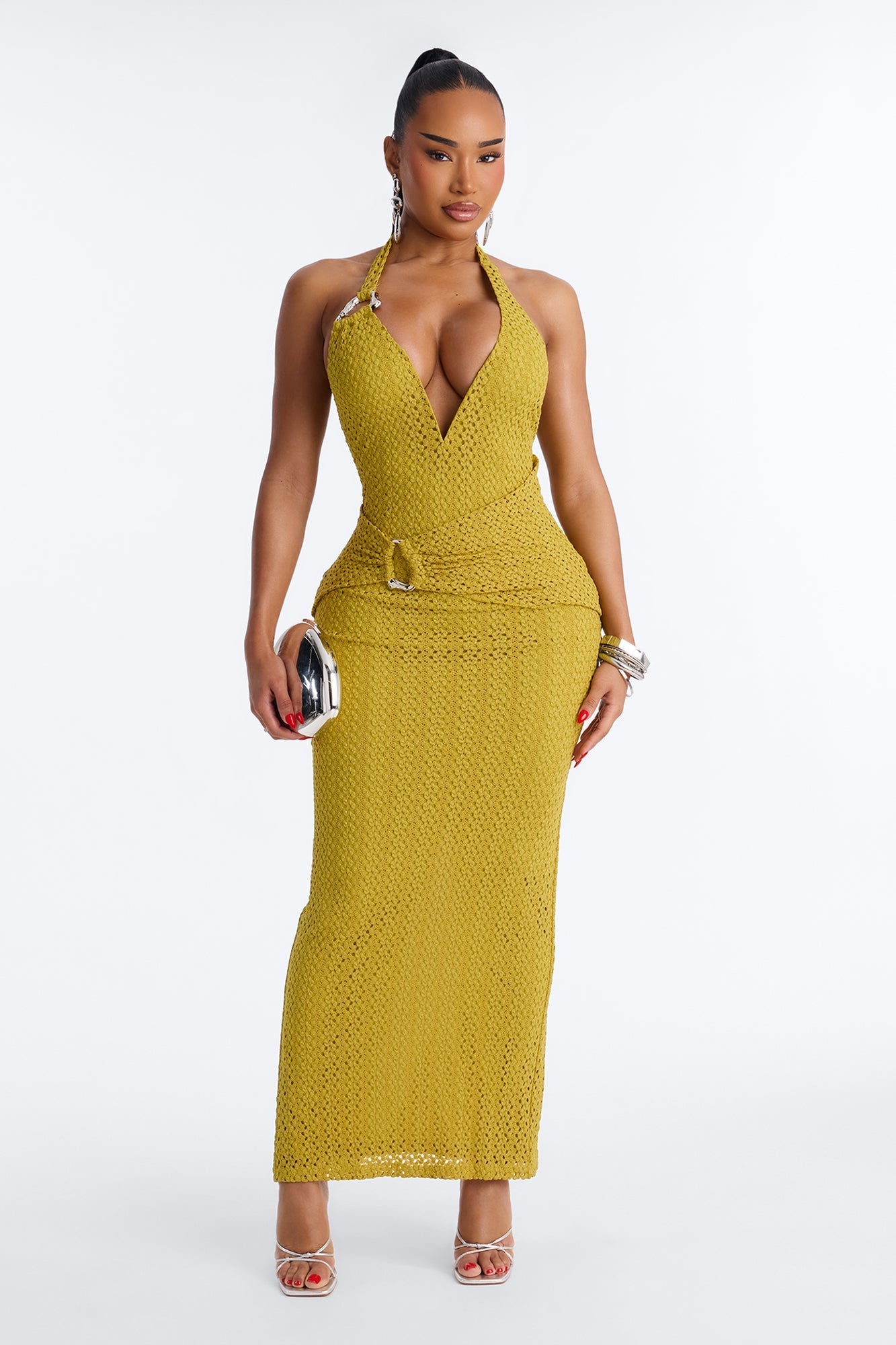 Coastal Moves Crochet Maxi Dress - Chartreuse