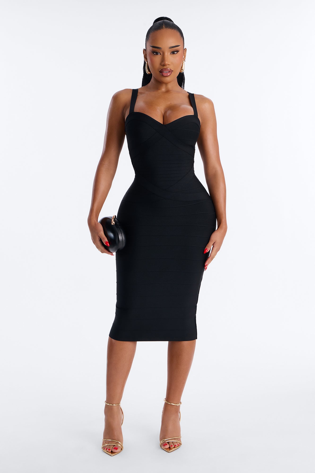 Eden Bandage Midi Dress - Black