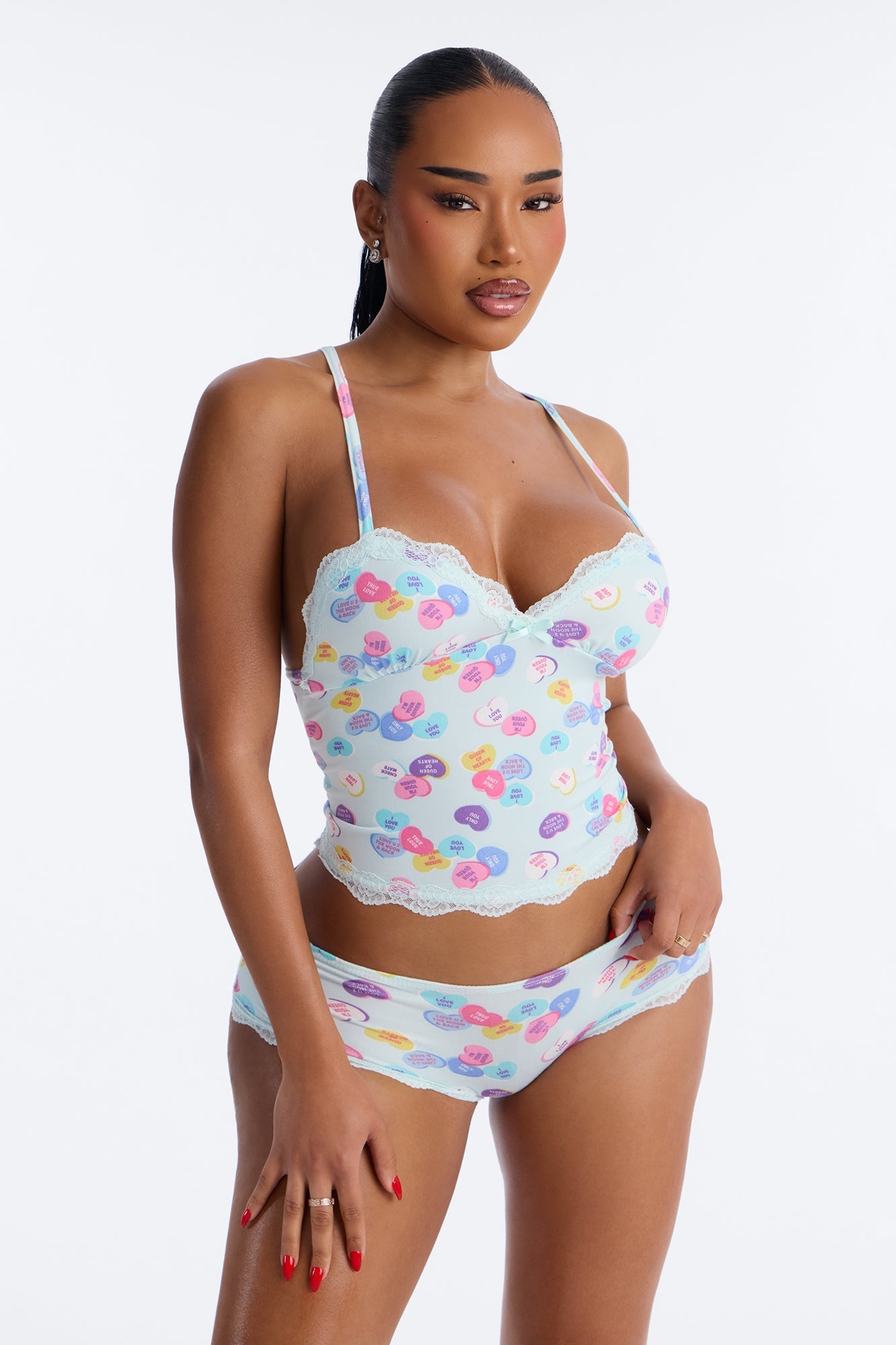Heart Like Candy Cami PJ Short Set - Blue/combo