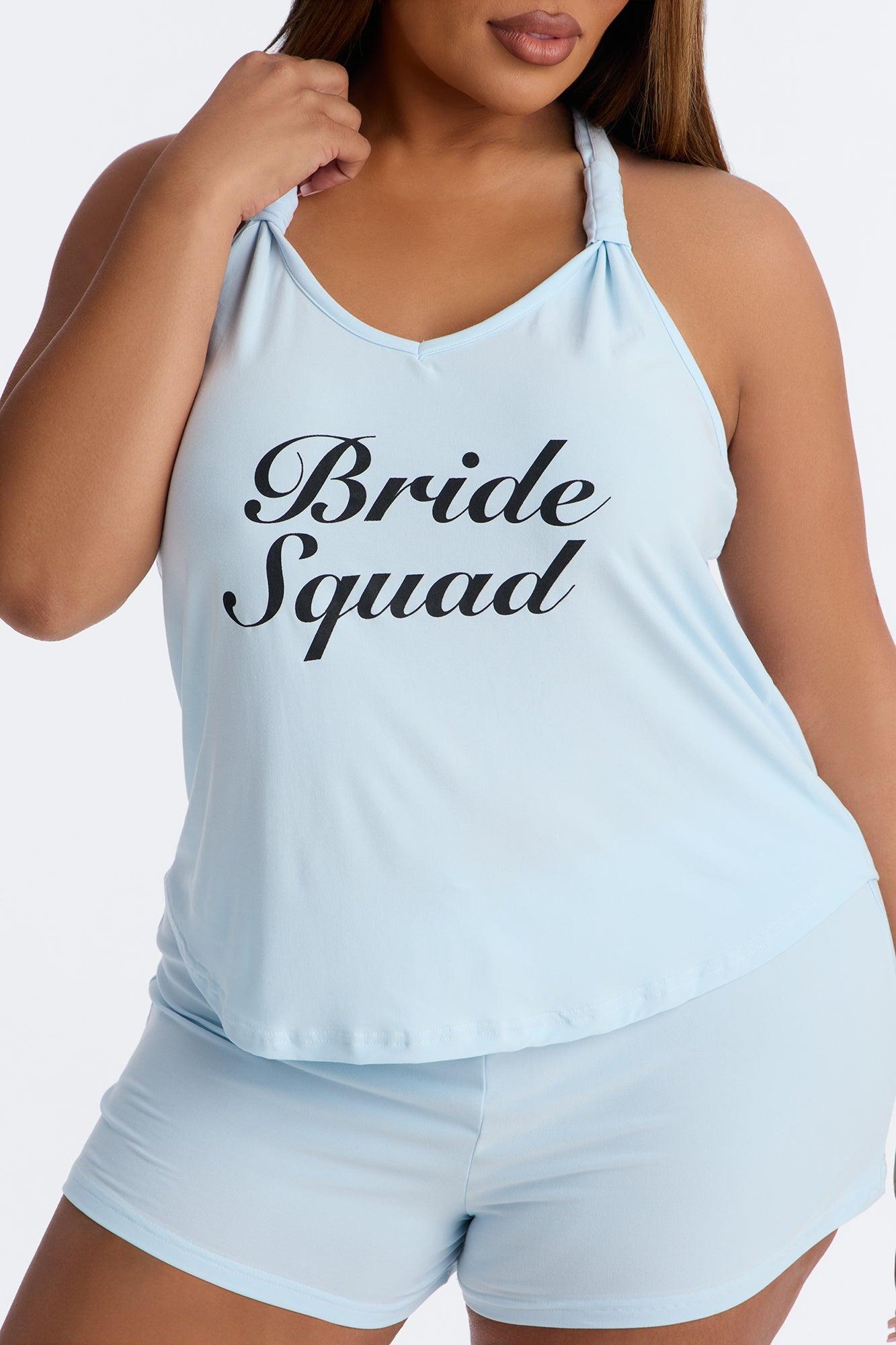 Bride Squad Tank & Short PJ Set - Light Blue Fashion Nova