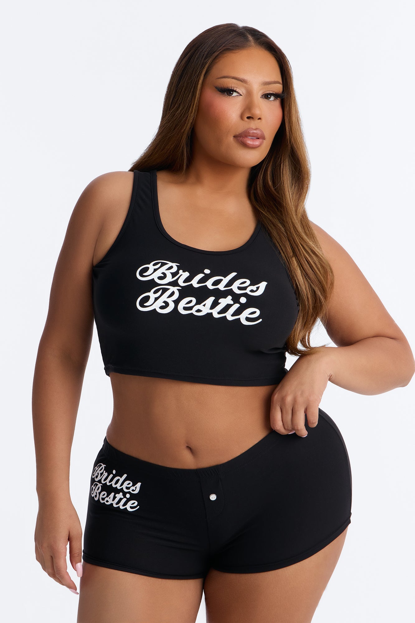 Brides Besties PJ Tank & Short Set - Black Fashion Nova