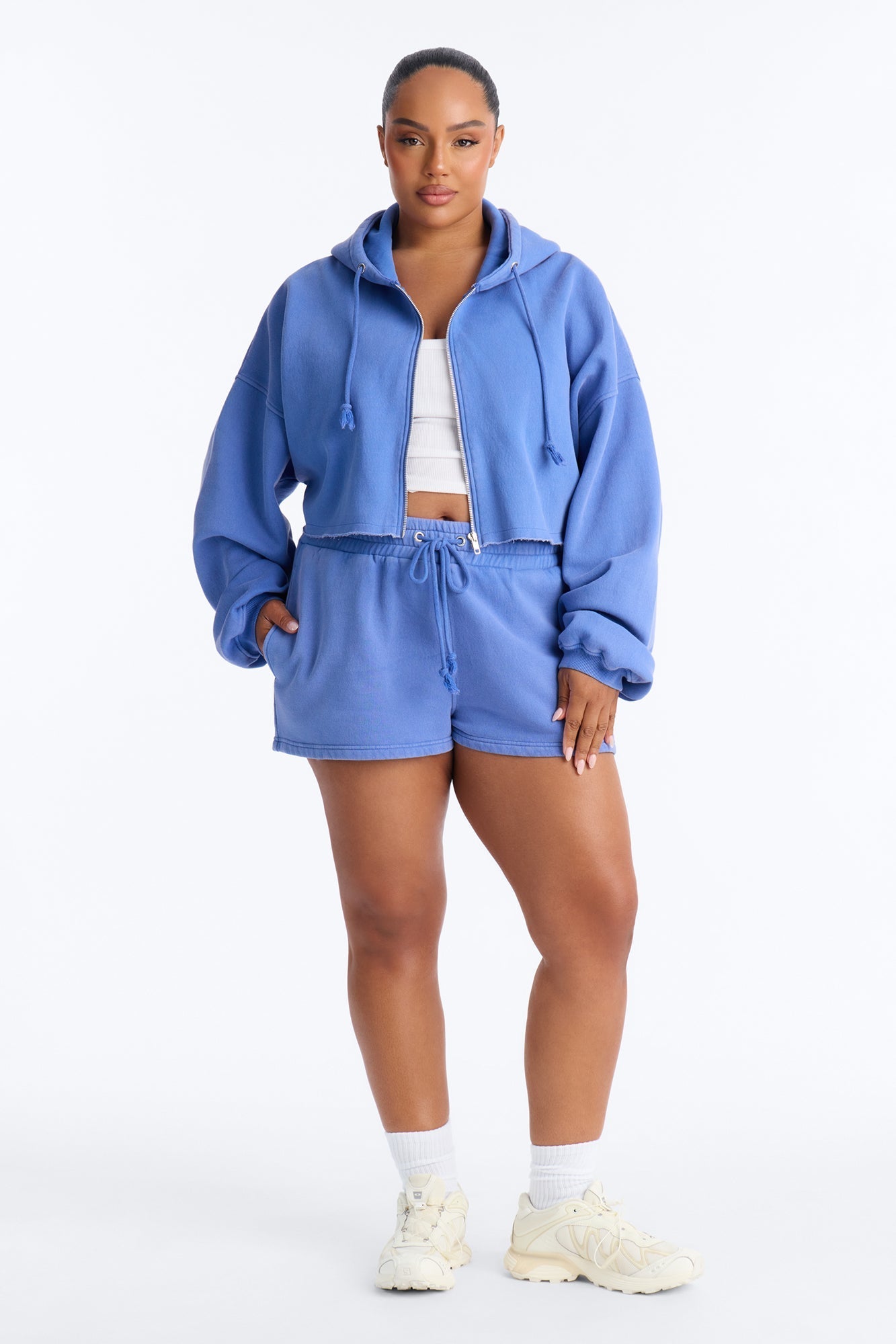 On The Go Washed Short Set - Blue