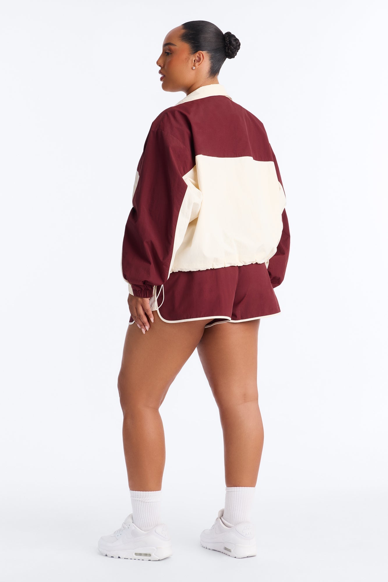 Extra Mile Color Block Windbreaker Short - Burgundy NEWFASHIONEDGE