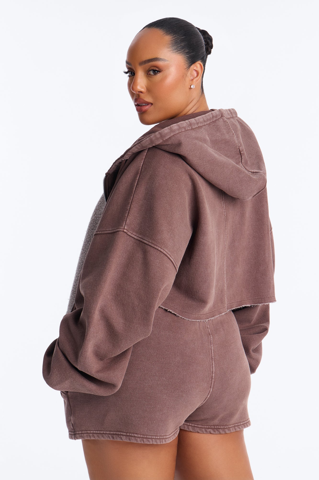 On The Go Washed Short Set - Chocolate