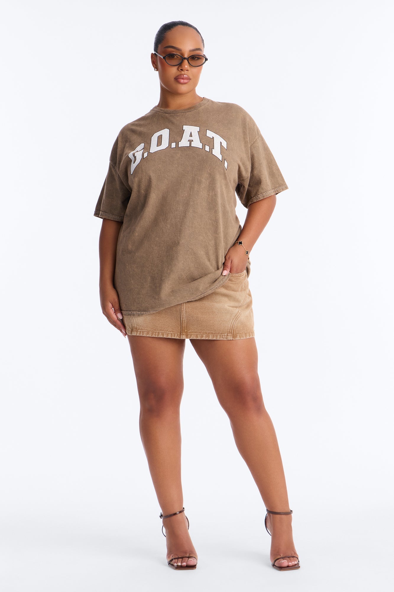 GOAT Washed Tee - Brown NEWFASHIONEDGE