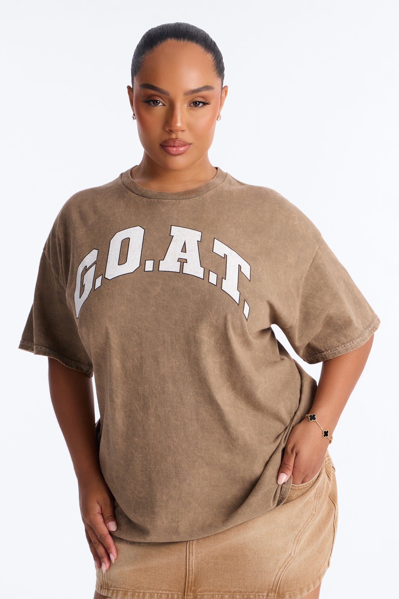 GOAT Washed Tee - Brown NEWFASHIONEDGE