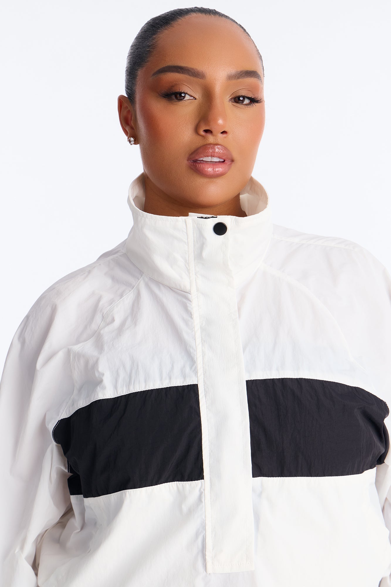 Colette Nylon Pant Set - White/Black NEWFASHIONEDGE