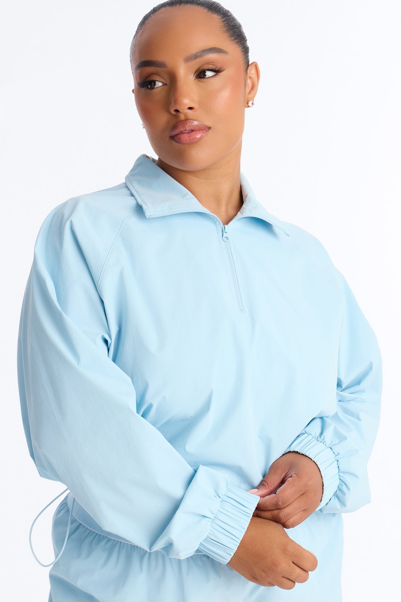 Alora Windbreaker Lounge Quarter Zip - Light Blue