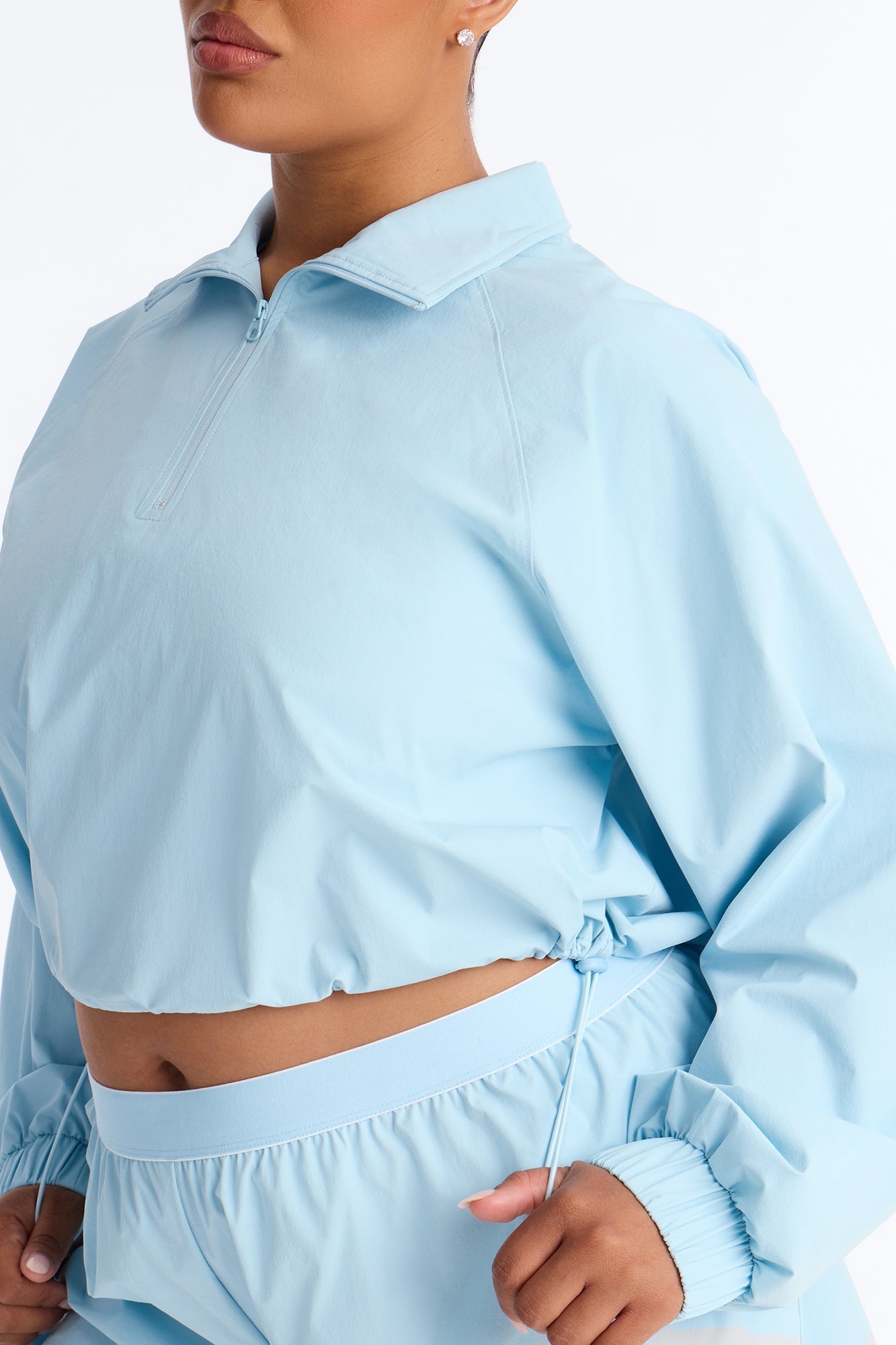 Alora Windbreaker Lounge Quarter Zip - Light Blue