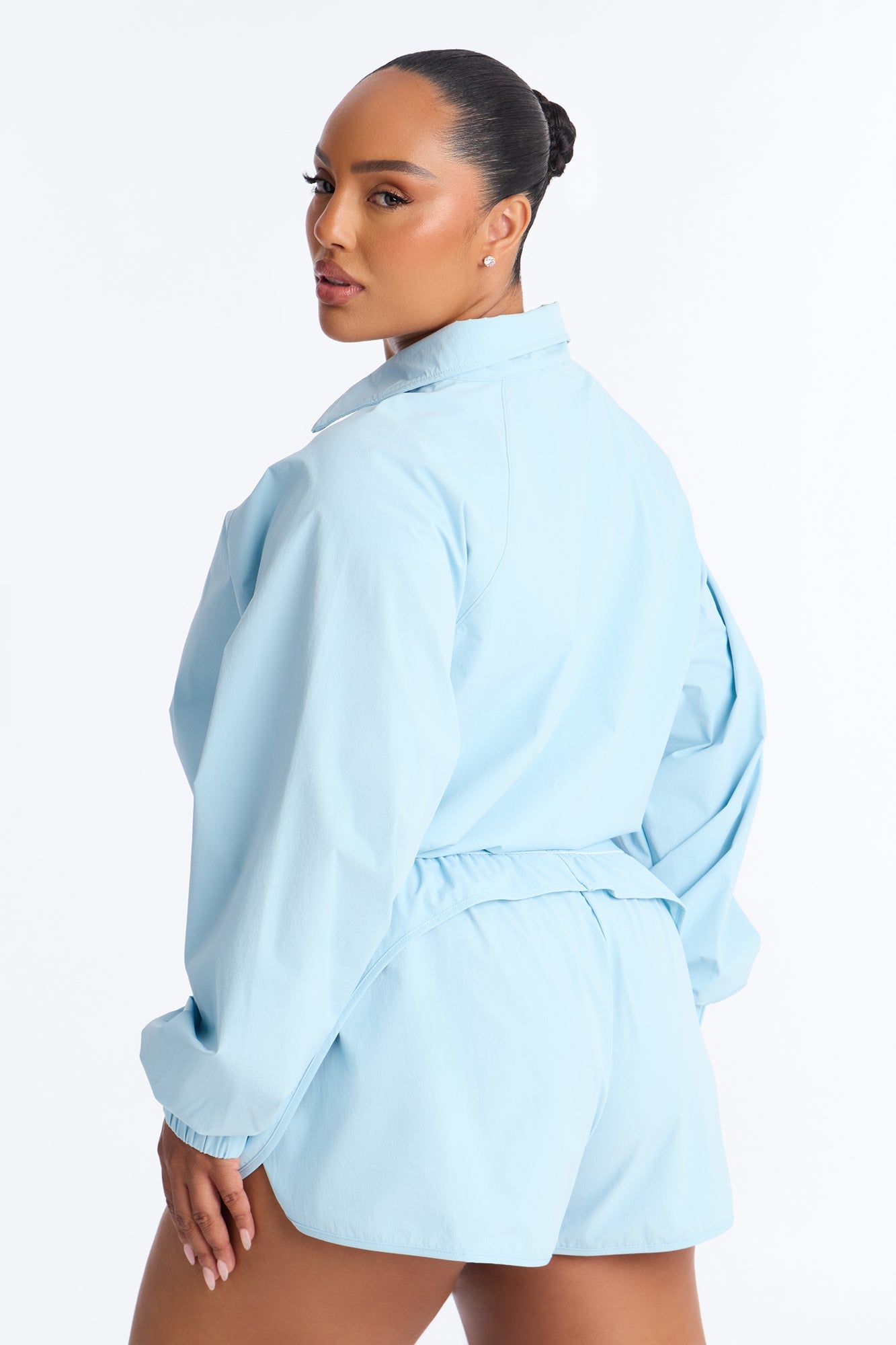Alora Windbreaker Lounge Quarter Zip - Light Blue