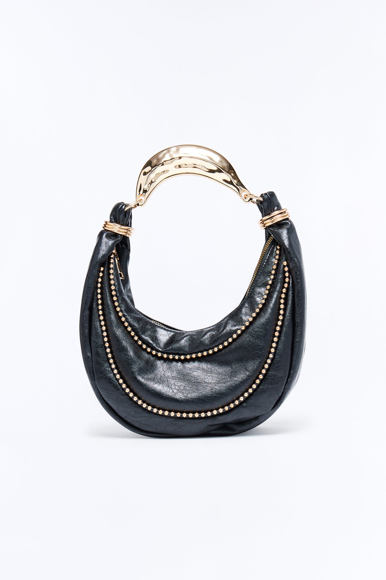 No Curfew Faux Leather Shoulder Bag - Black