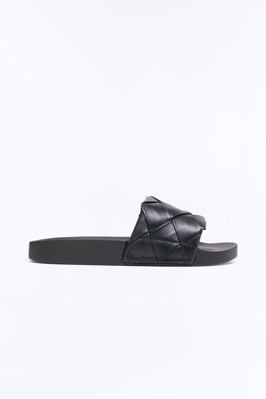 Caera Woven Strap Slides - Black