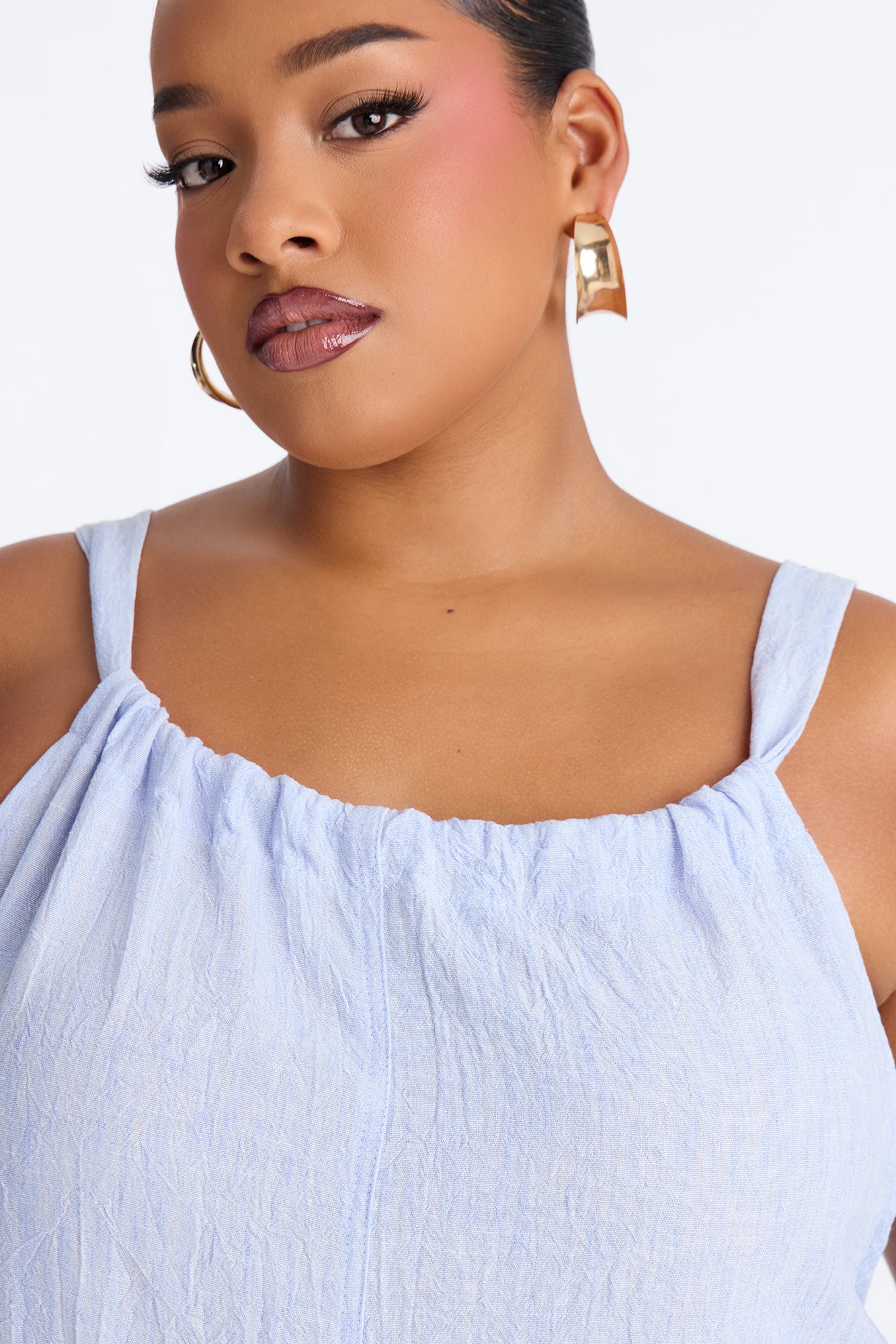 Jeanie Flowy Linen Romper - Blue Fashion Nova