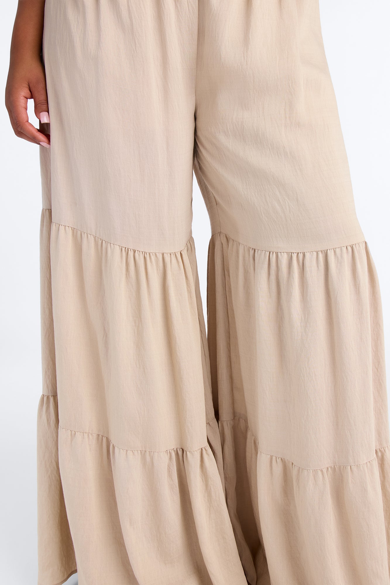 Jaysa Linen Halter Tiered Pant Set - Taupe Fashion Nova