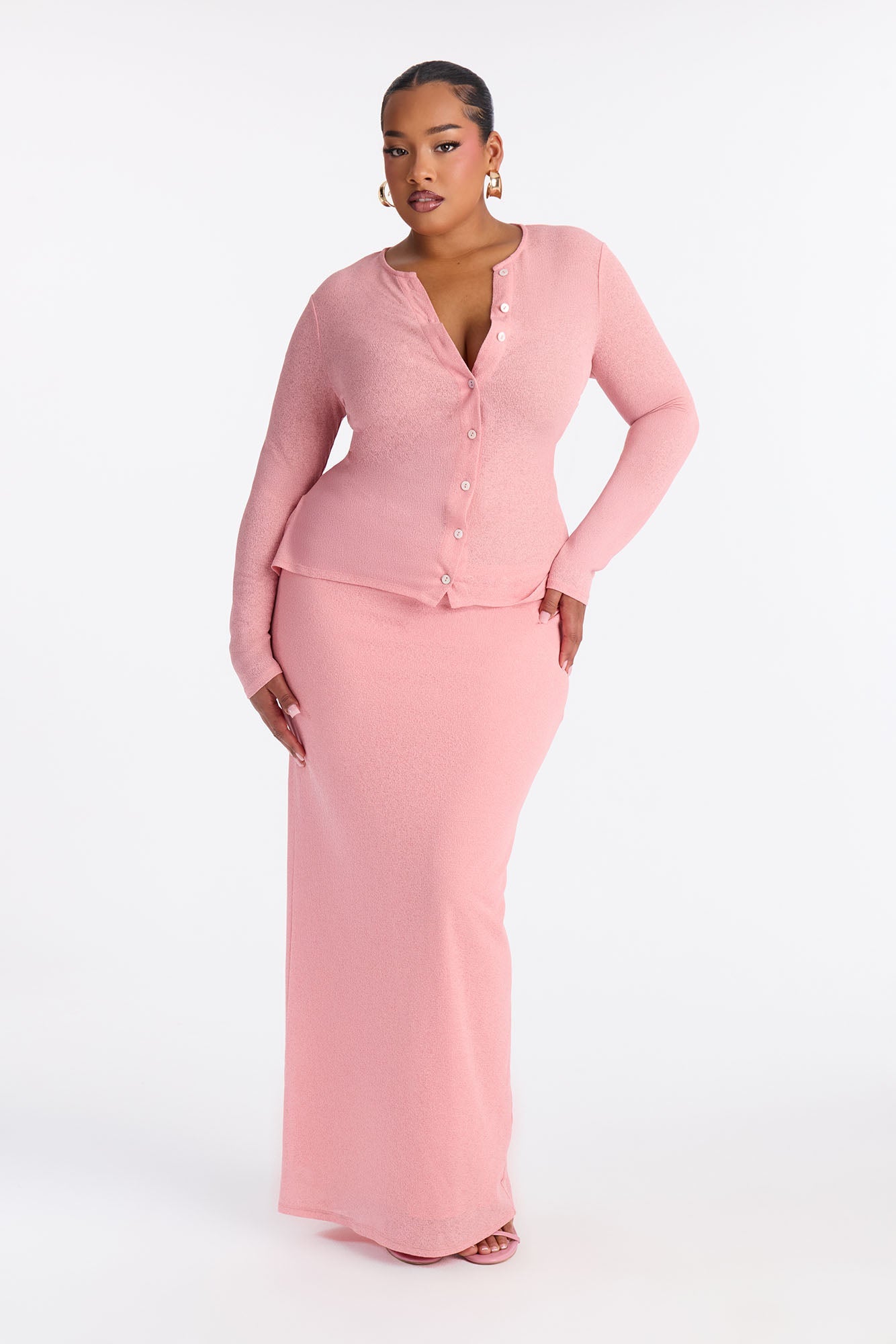 Sasha Button Up Maxi Dress - Pink