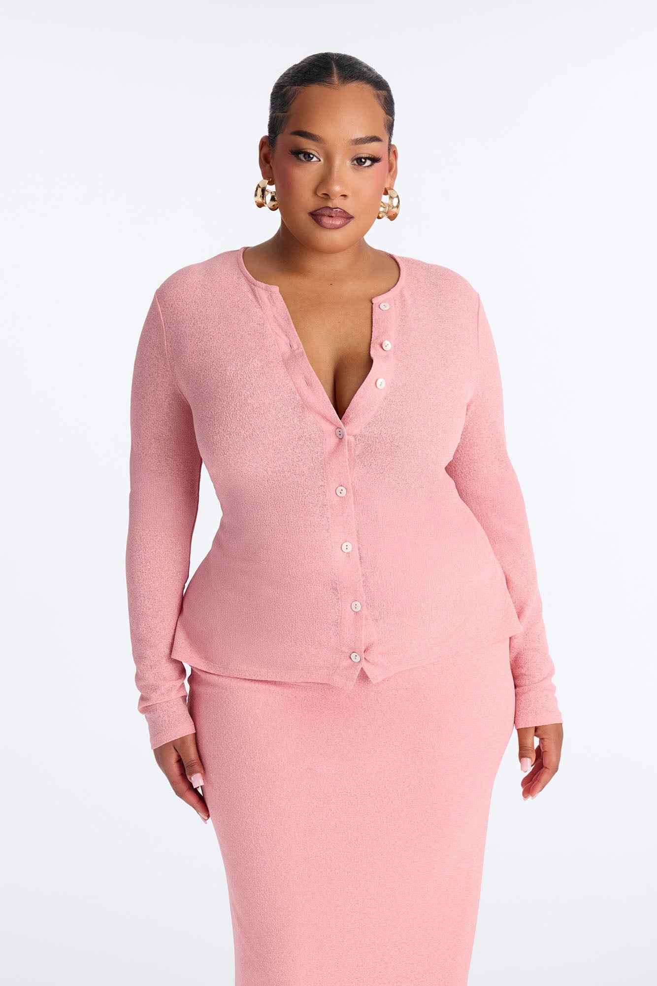 Sasha Button Up Maxi Dress - Pink NEWFASHIONEDGE