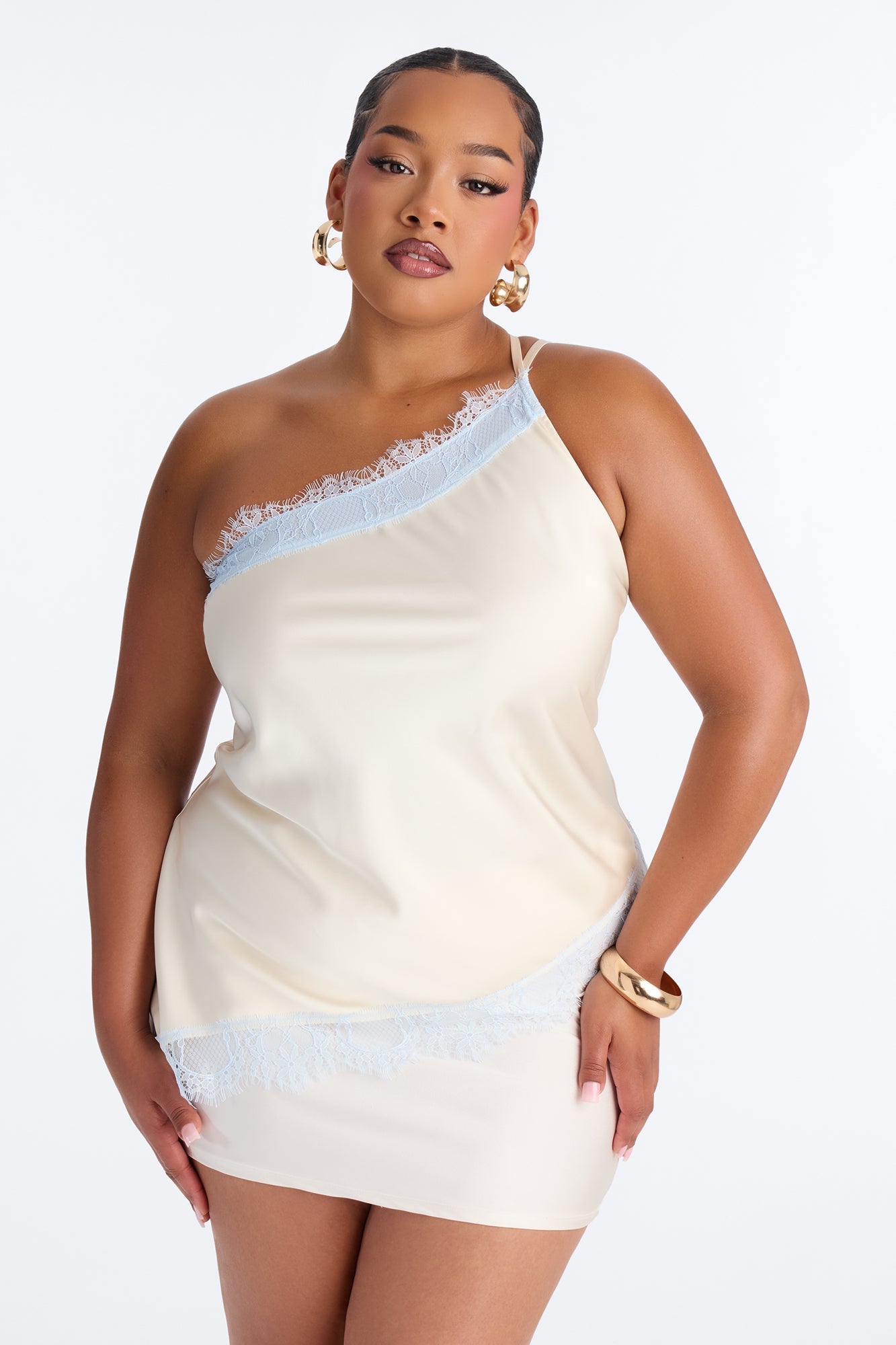 Summer's Little Secret Lace Trim Satin Top - Butter Yellow