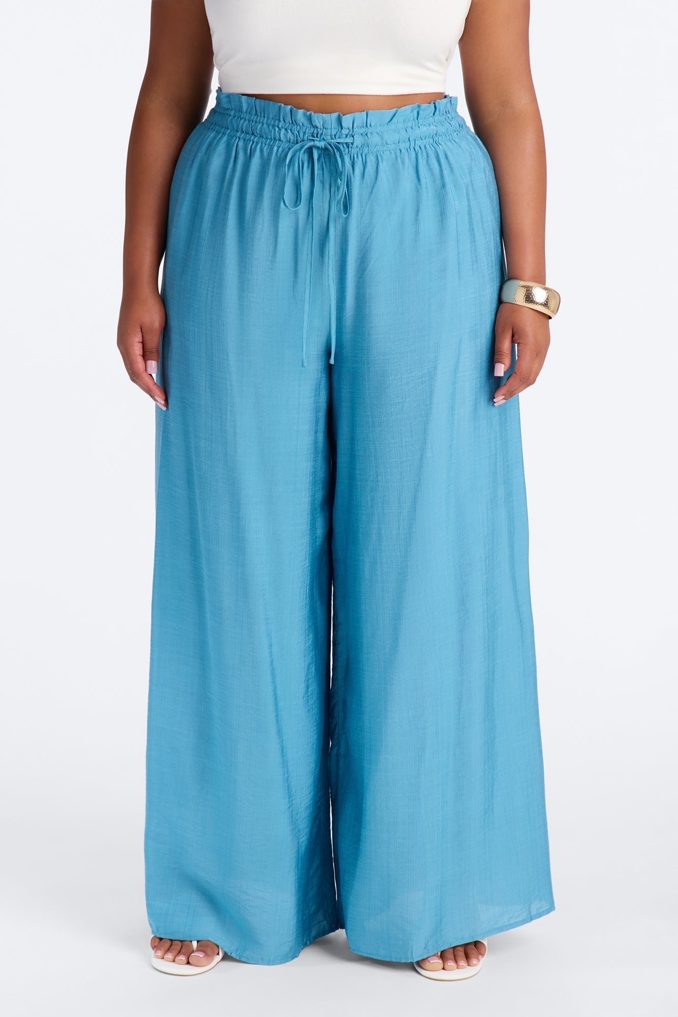 Lainey High Rise Wide Leg Pant 33″ - Teal