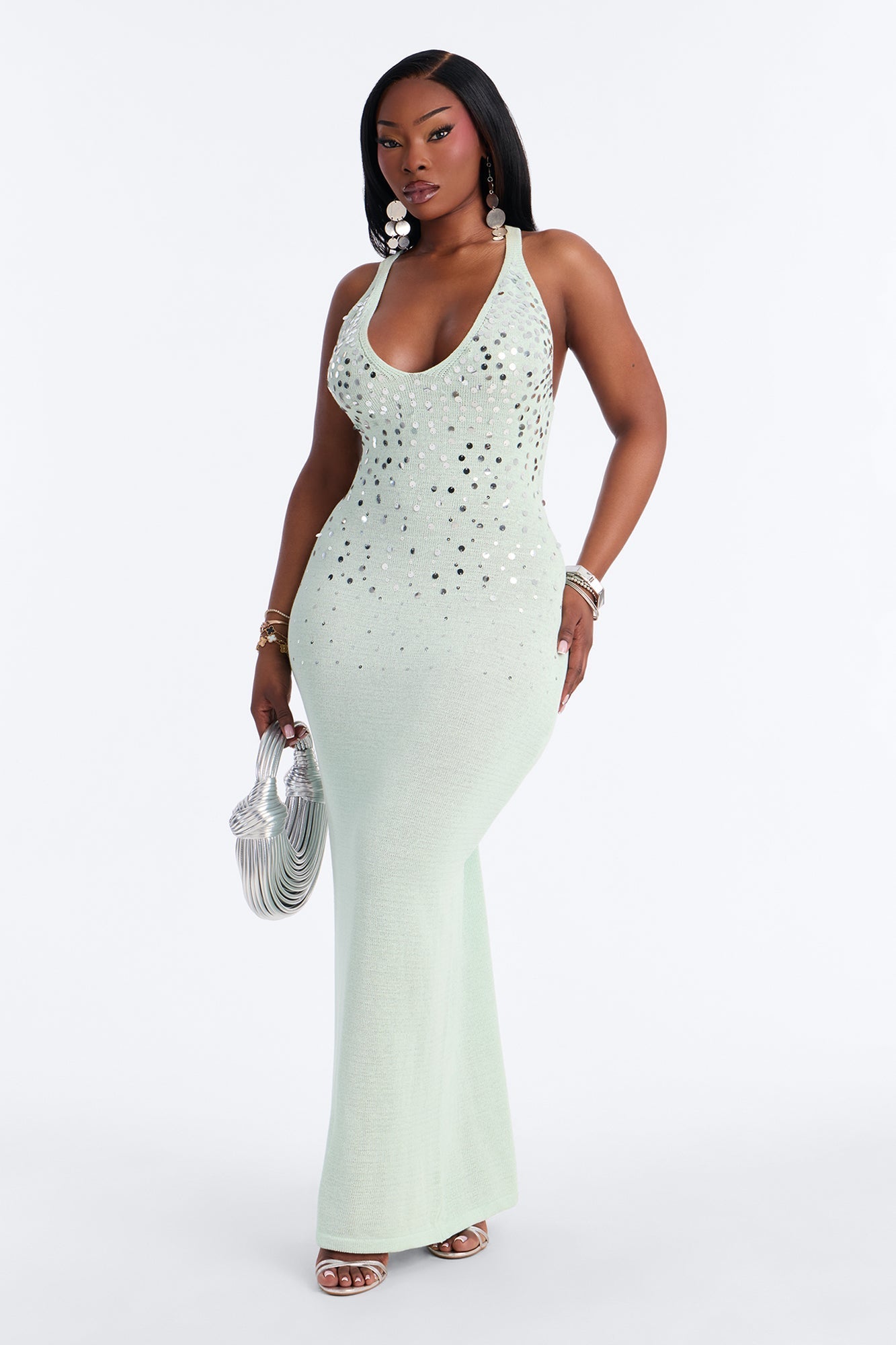 Shining In Paradise Crochet Maxi Dress - Mint NEWFASHIONEDGE
