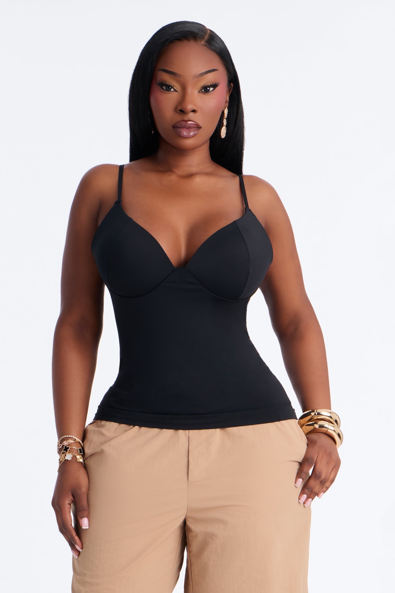 Kenny Padded Sweetheart Tank Top - Black