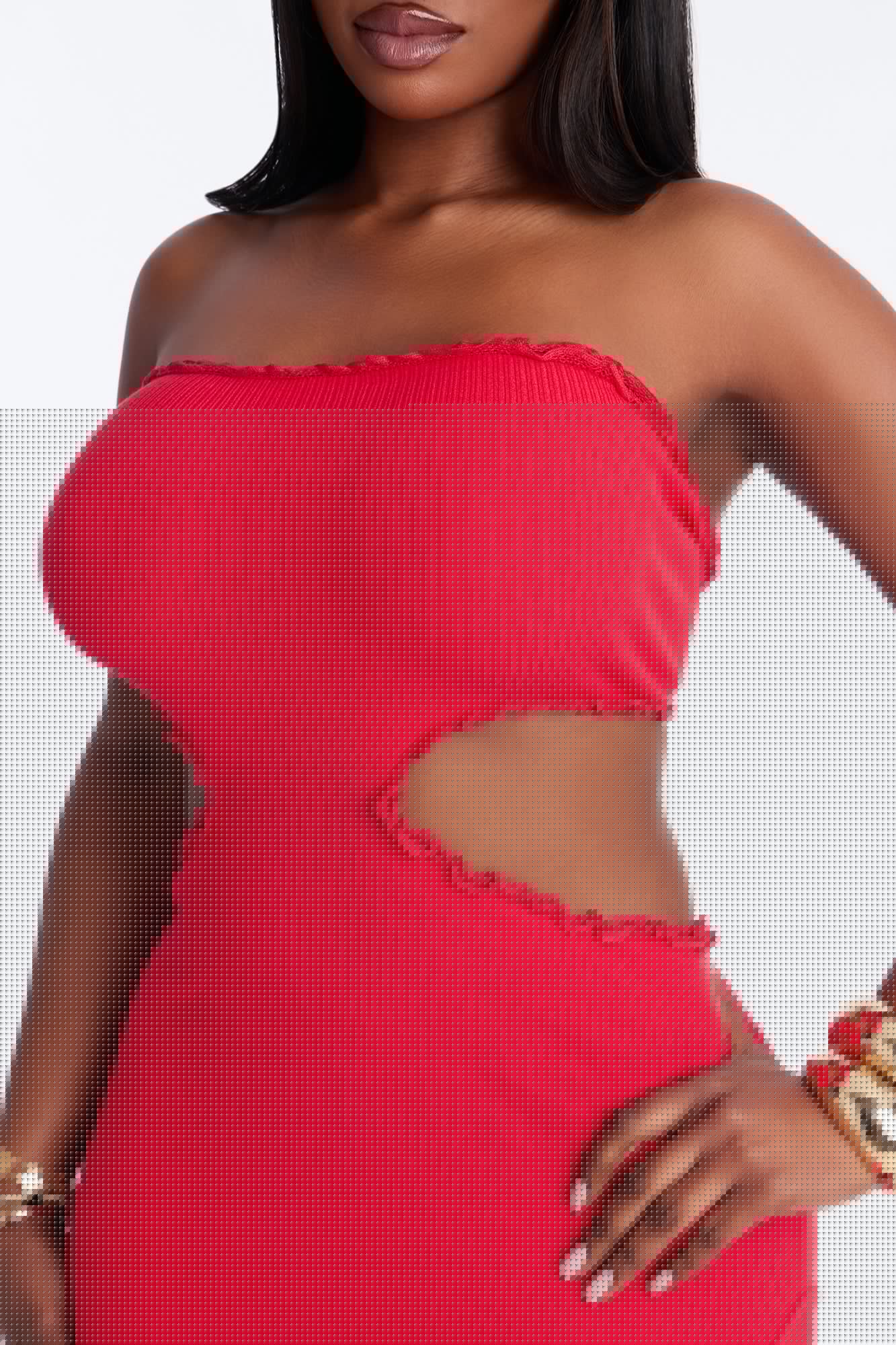 Baddie Behavior Ruffle Ribbed Maxi Dress - Red