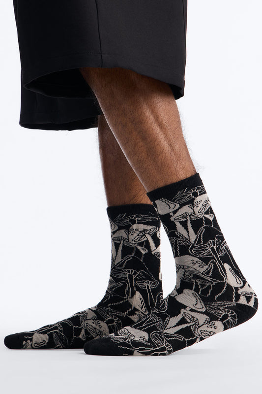 Dope Mushroom Solid Graphic Crew Socks 3 Pack - White/combo