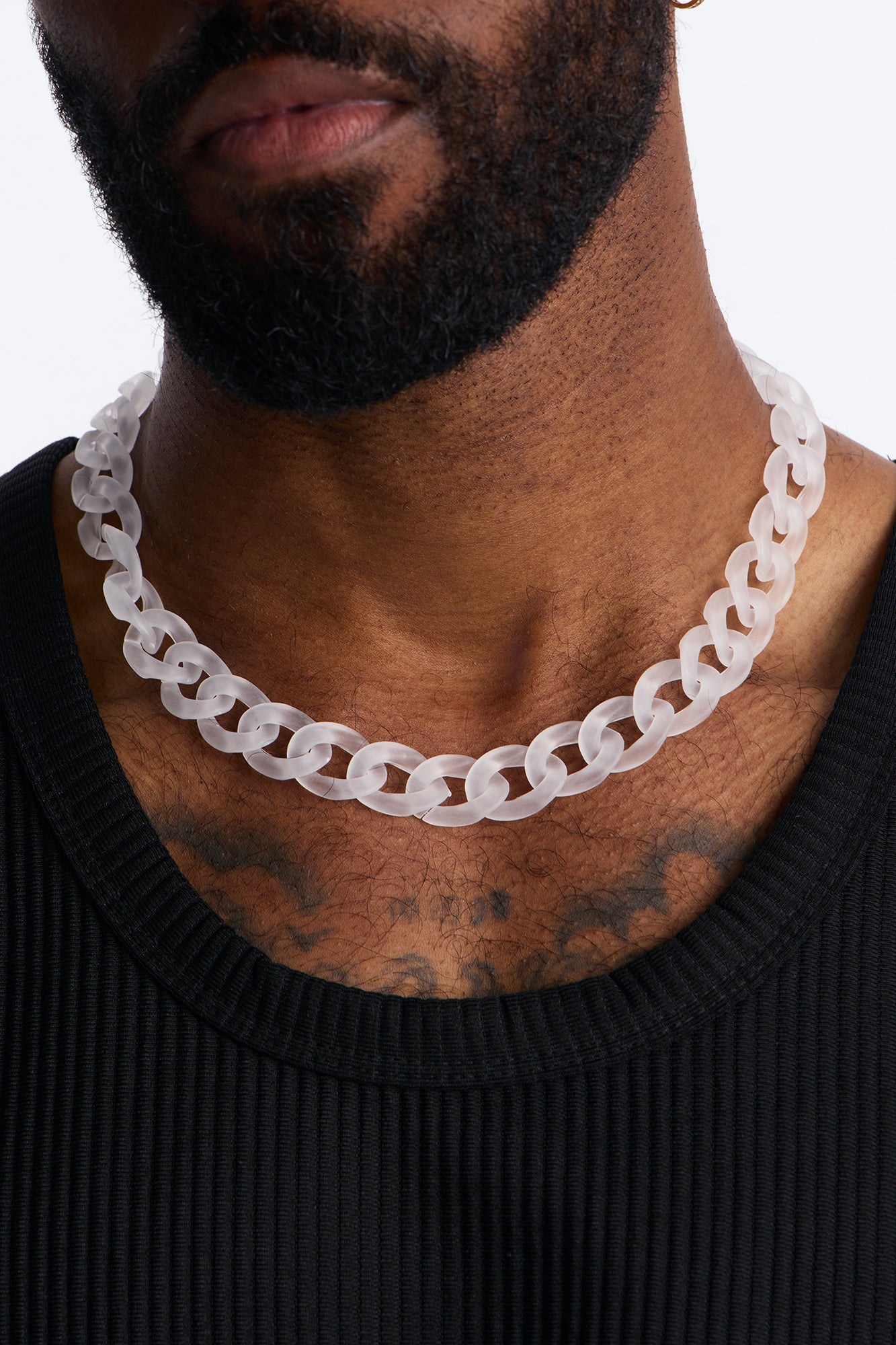 Thick Frosted Cuban Chain Necklace - Clear