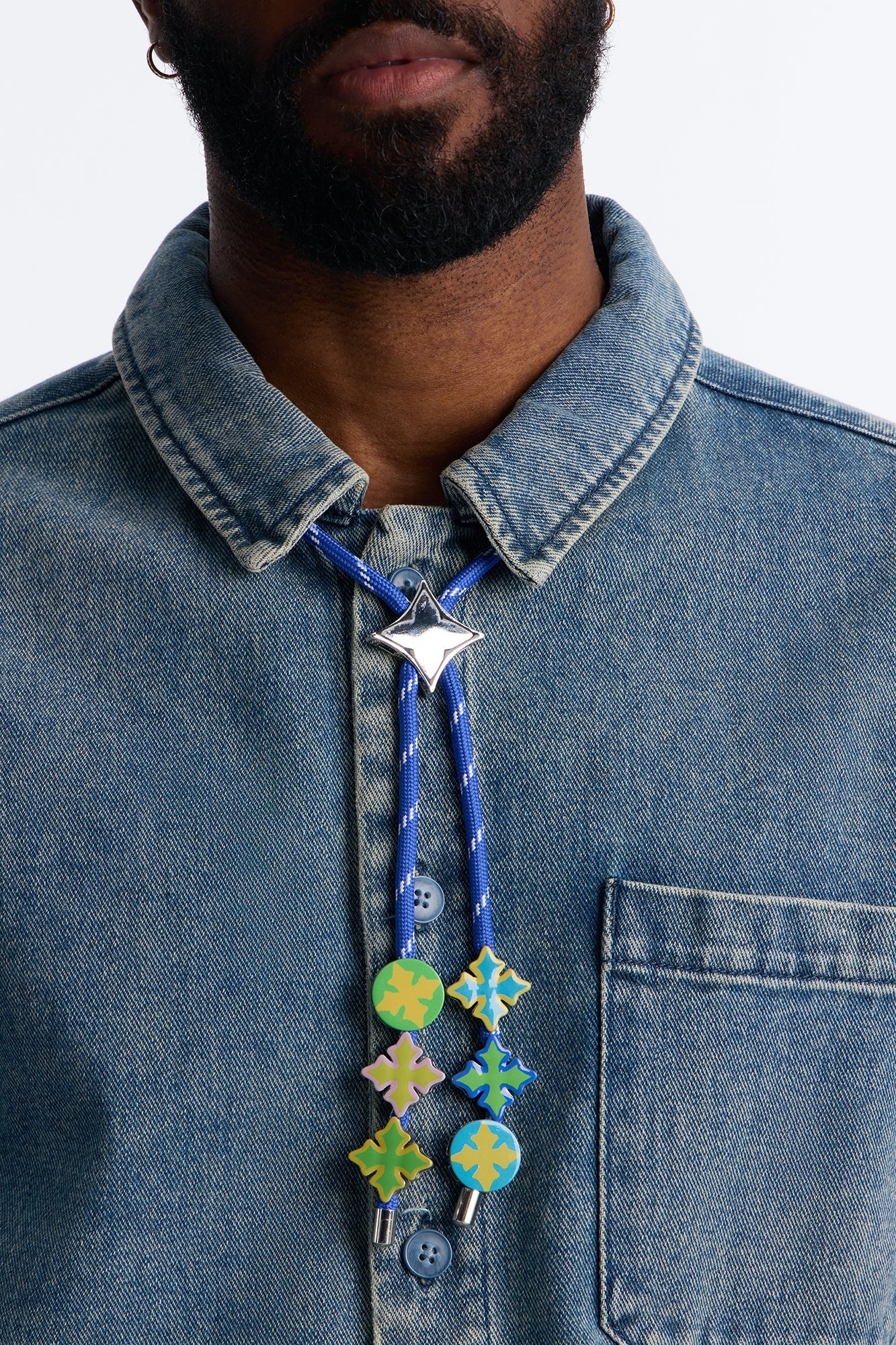 Icy Bungee Cord Necklace - Blue/combo
