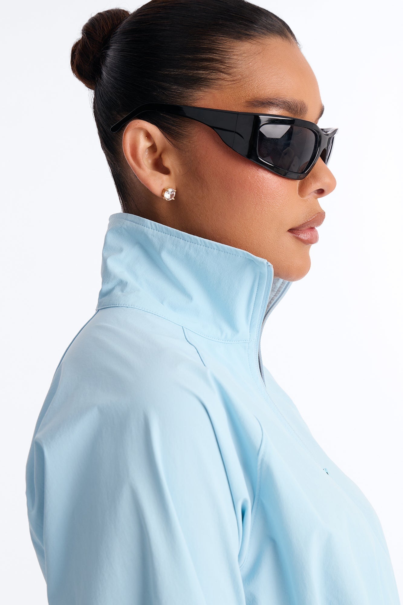 Alora Windbreaker Lounge Quarter Zip - Light Blue