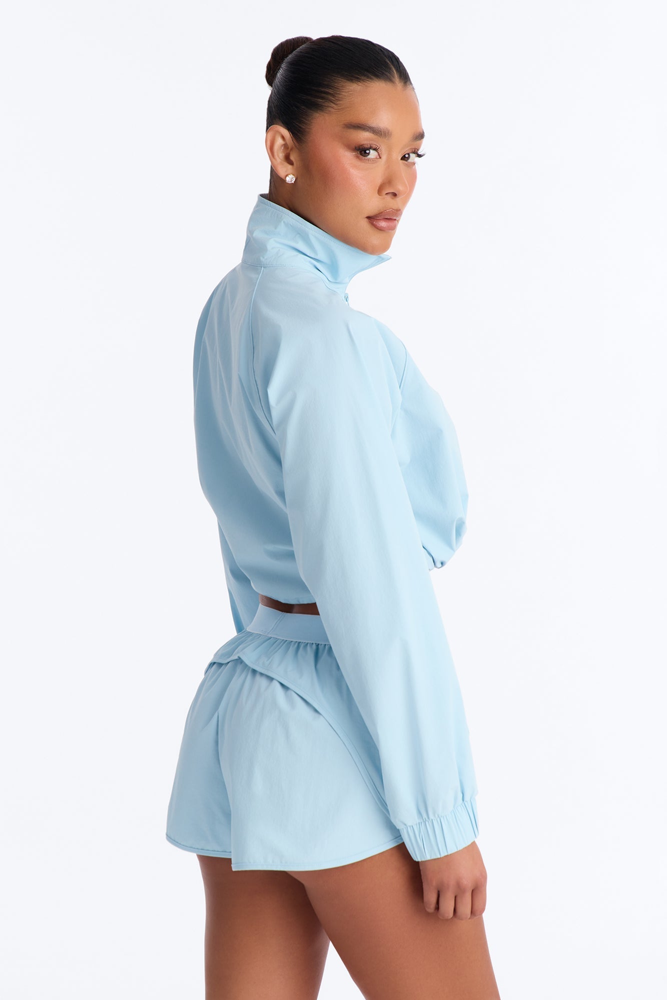 Alora Windbreaker Lounge Quarter Zip - Light Blue