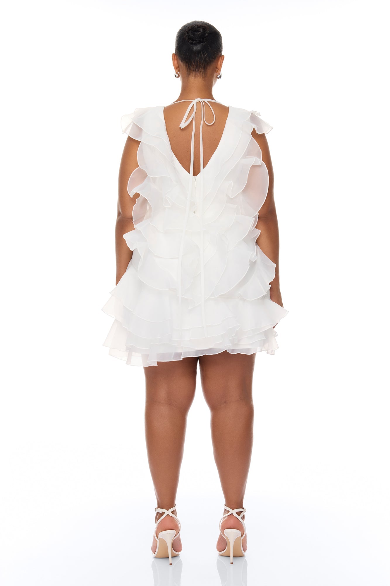 In The Clouds Sleeveless Ruffle Mini Dress - White