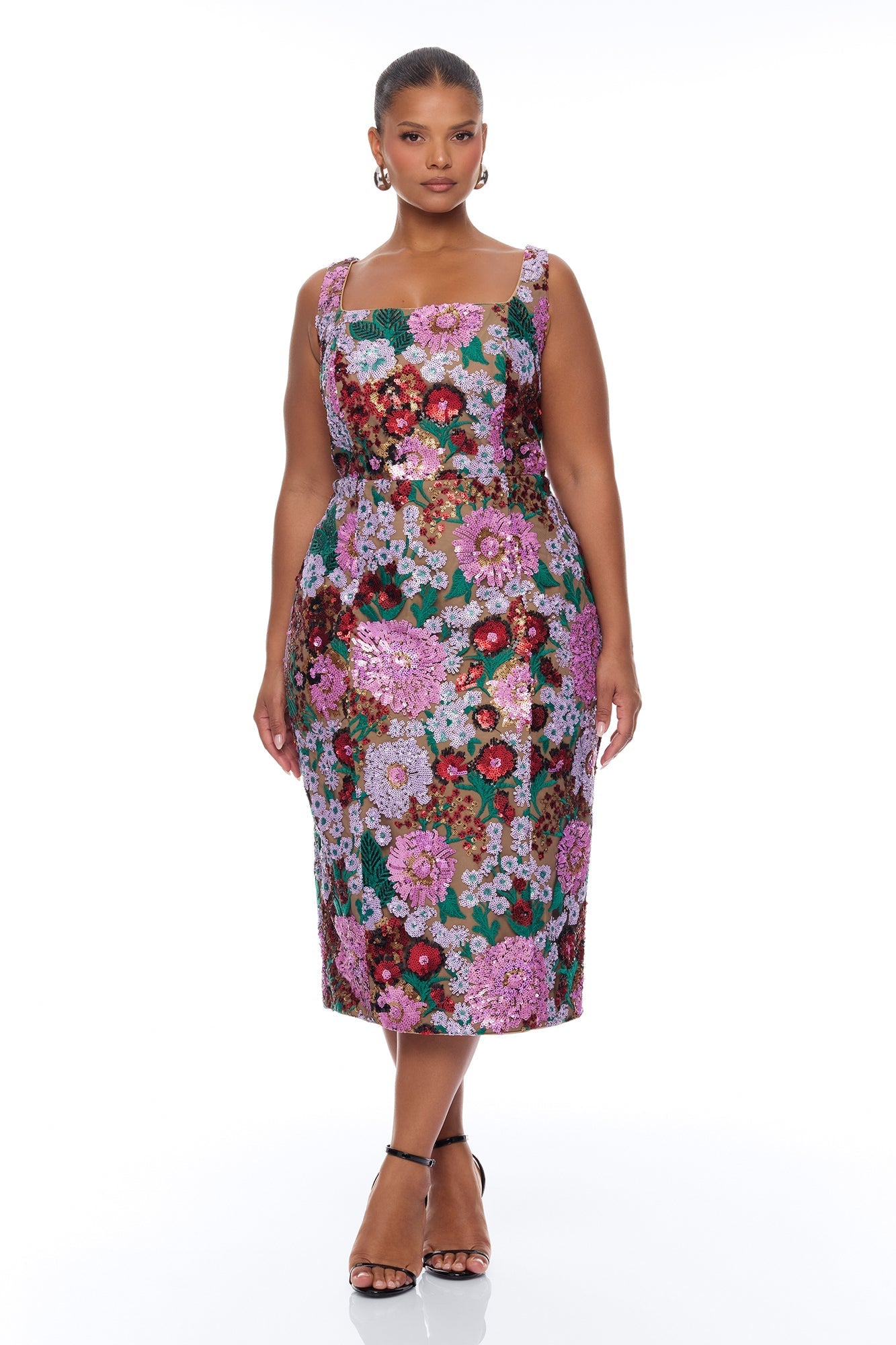 Mollory Mesh Embroidered Midi Dress - Purple/combo NEWFASHIONEDGE