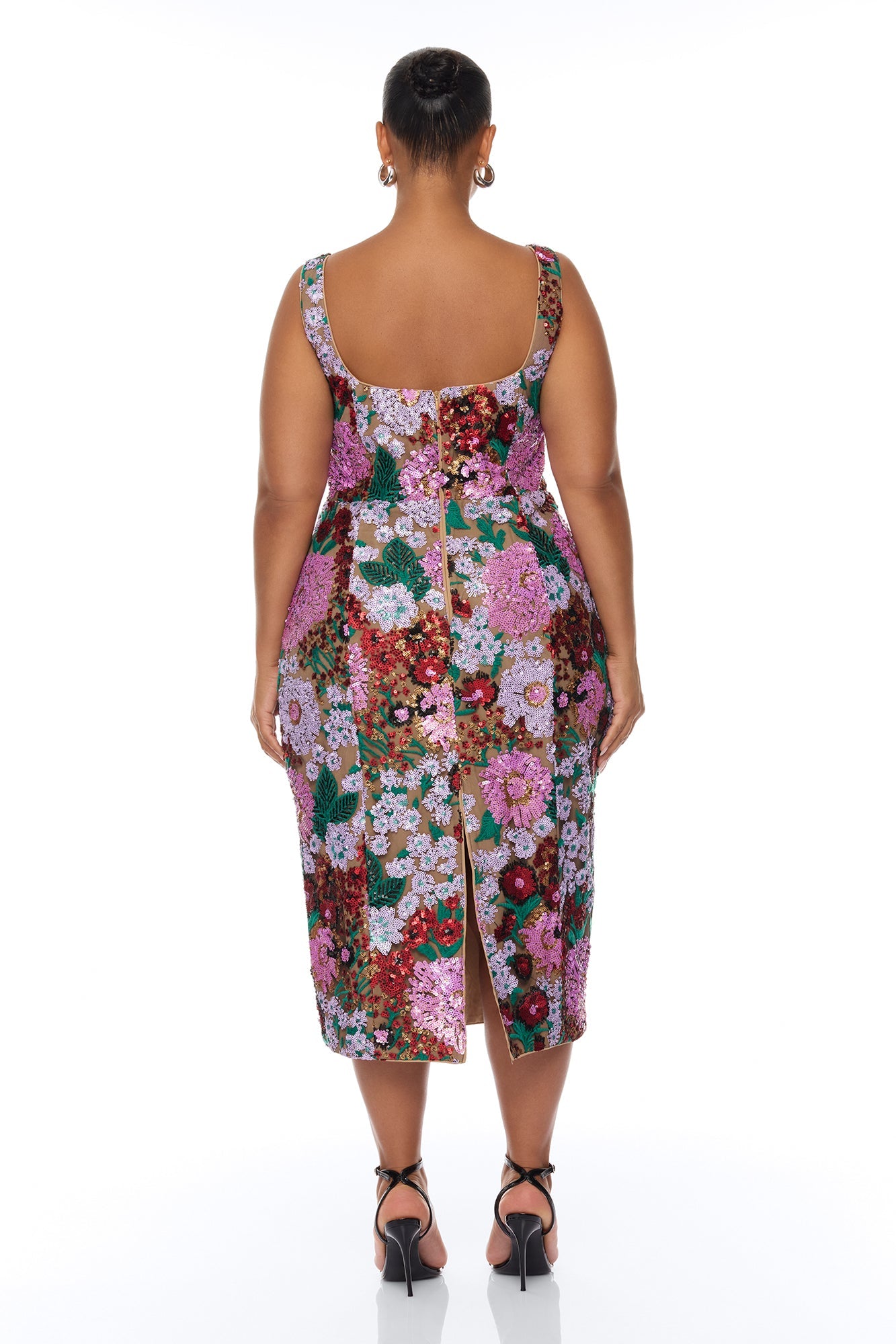 Mollory Mesh Embroidered Midi Dress - Purple/combo