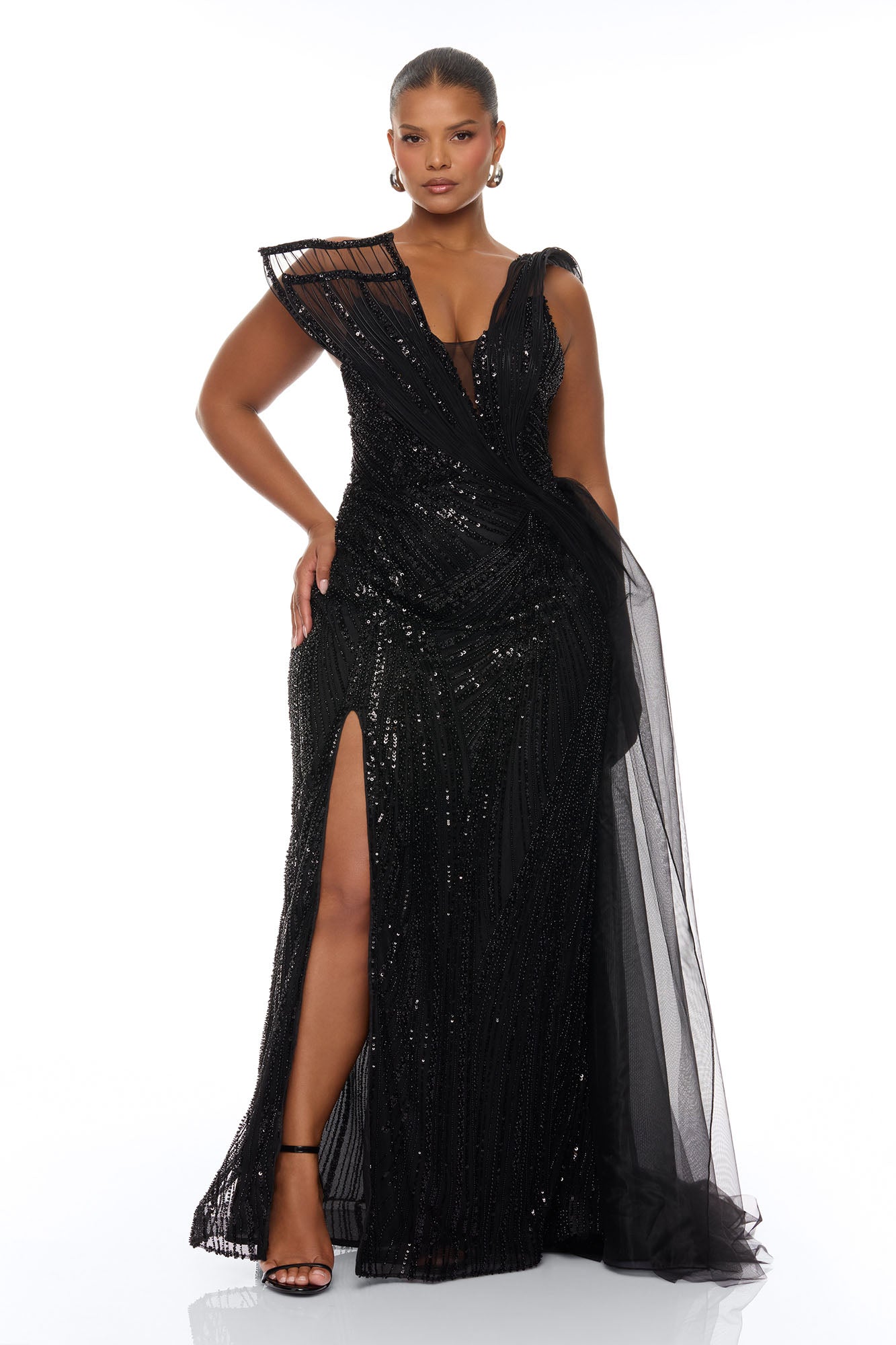 Pure Luxe Embellished Gown - Black NEWFASHIONEDGE