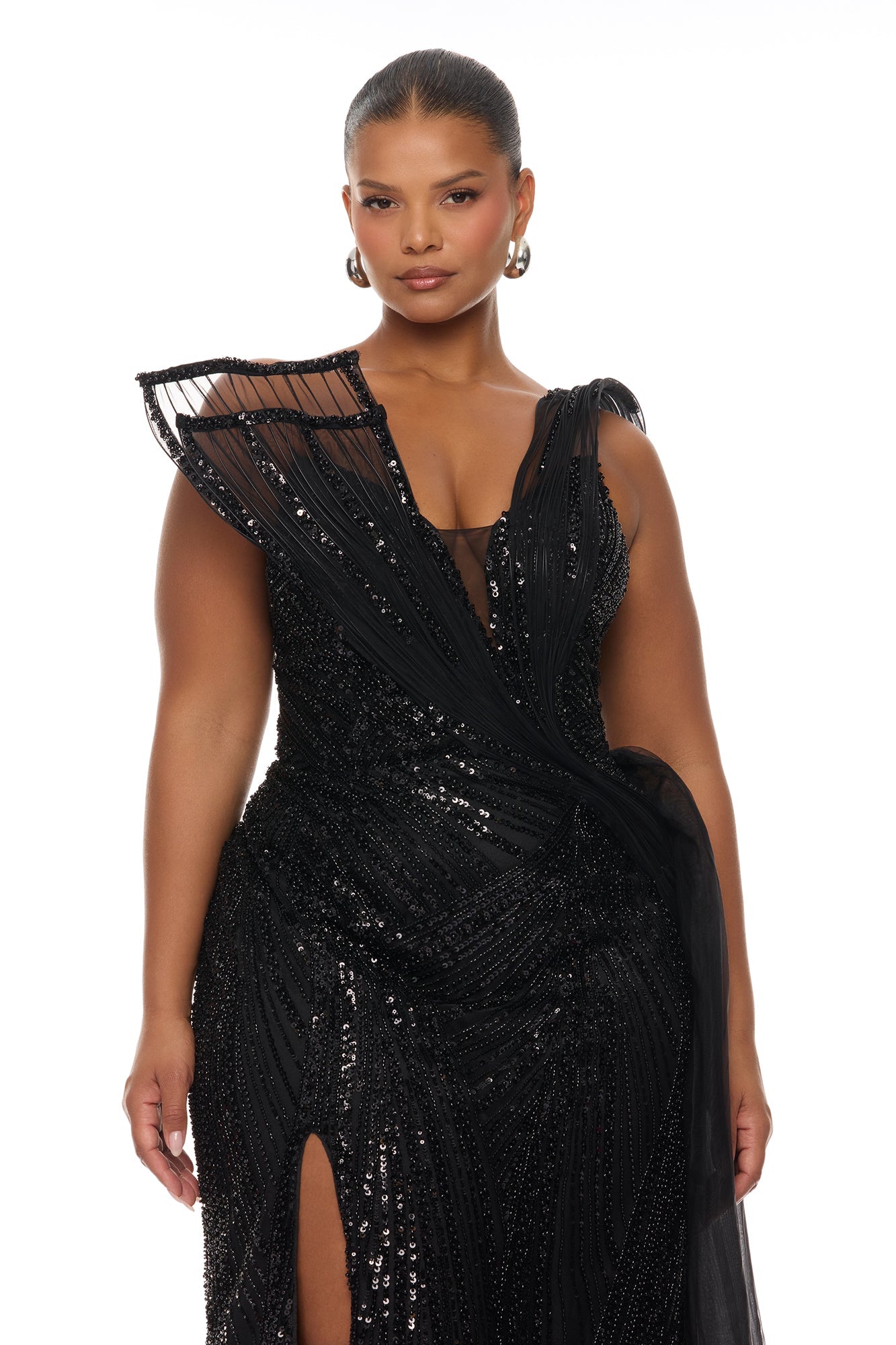Pure Luxe Embellished Gown - Black NEWFASHIONEDGE