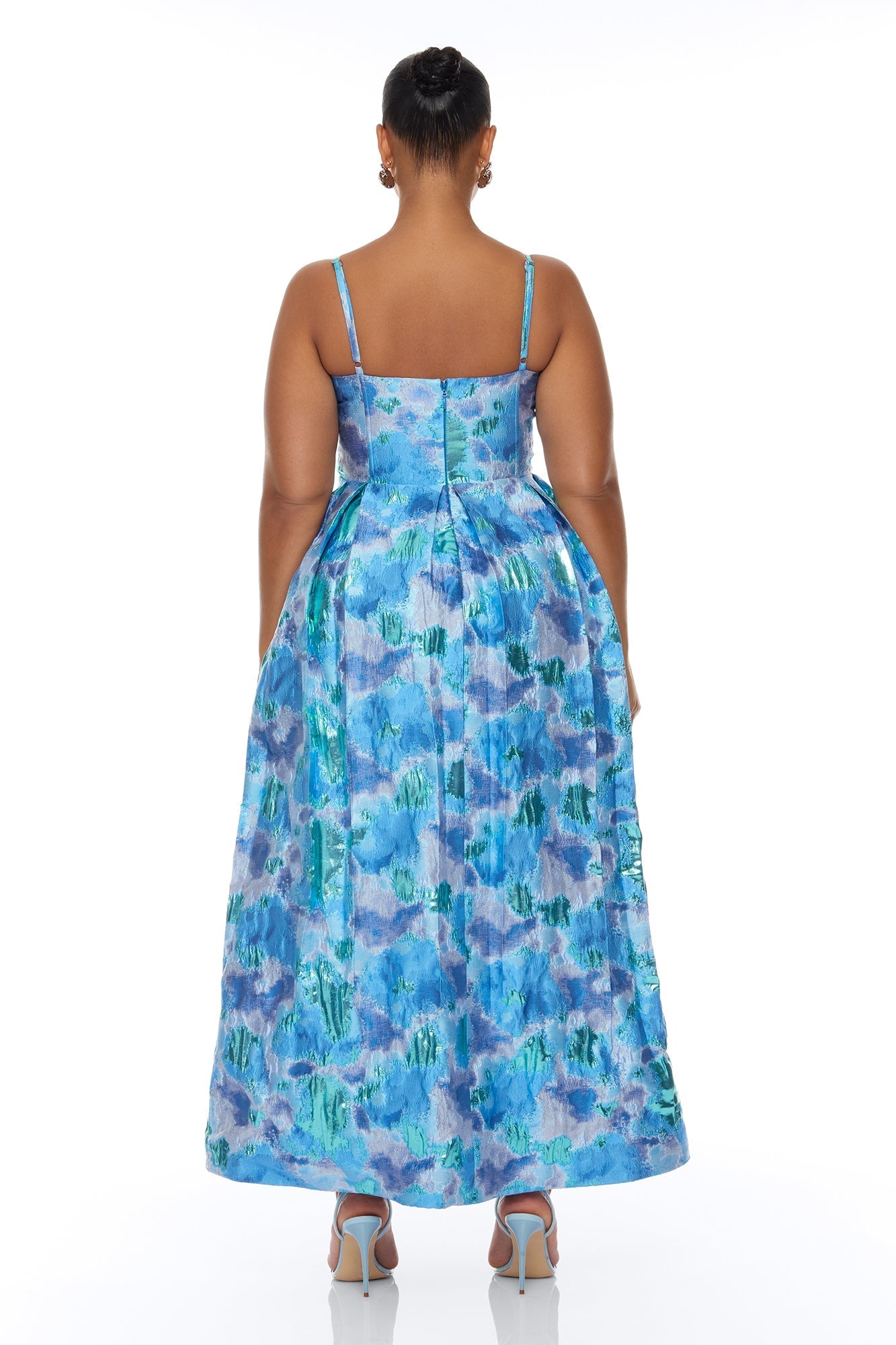 Juliette Jacquard Midi Dress - Blue/combo NEWFASHIONEDGE