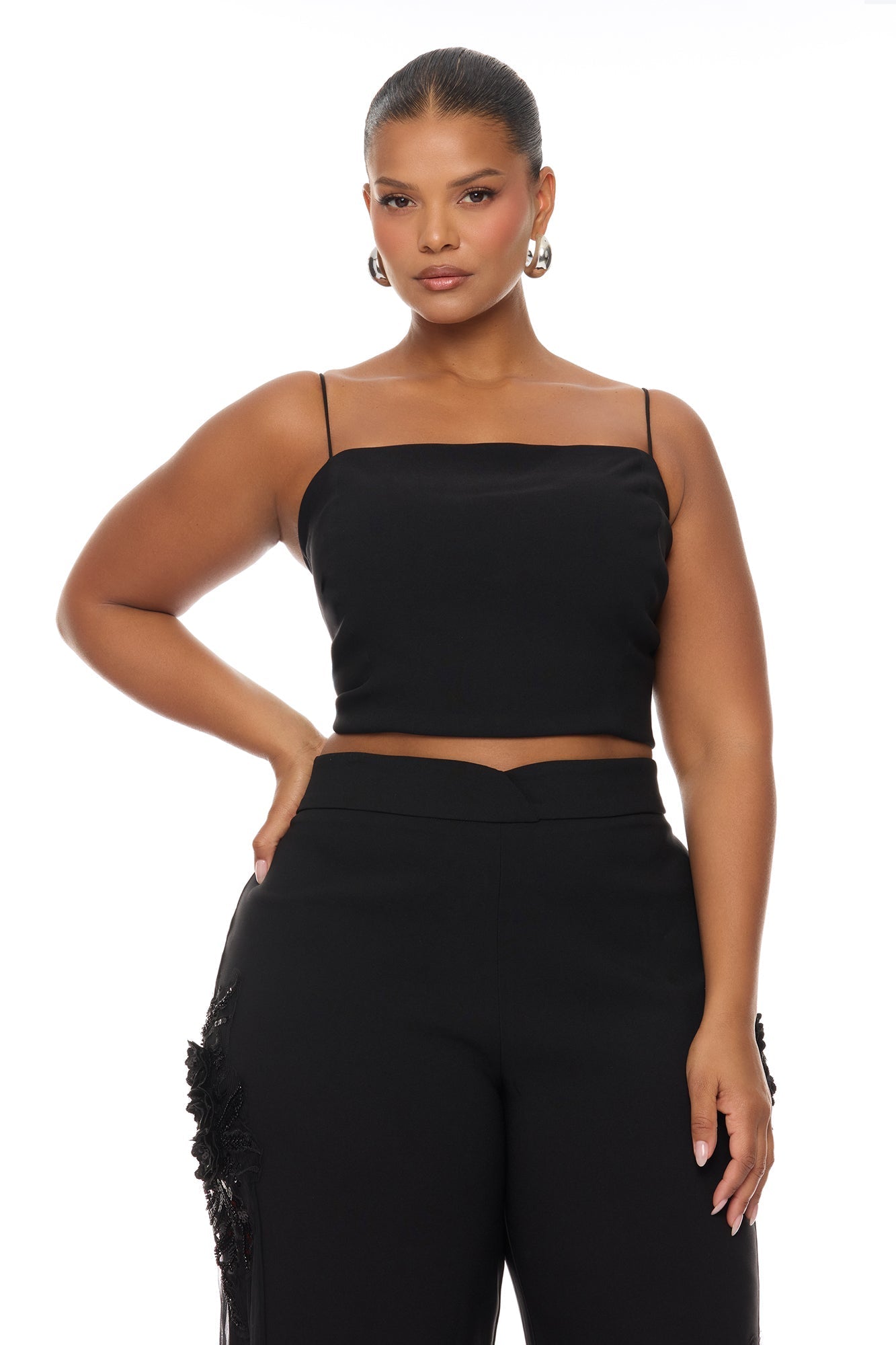 Sweet Serenity Embroidered Pant Set - Black NEWFASHIONEDGE
