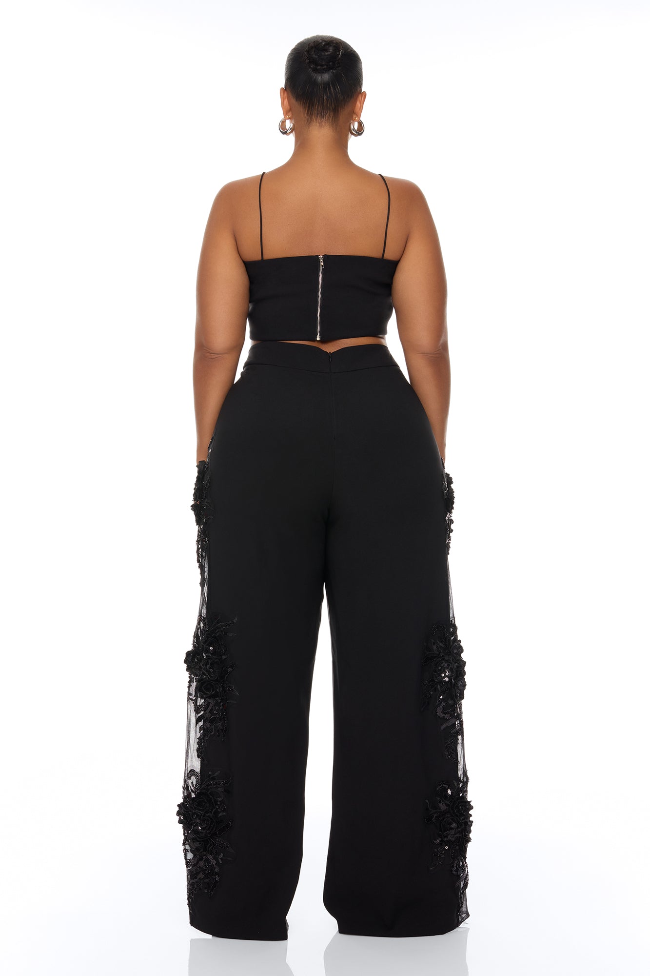 Sweet Serenity Embroidered Pant Set - Black