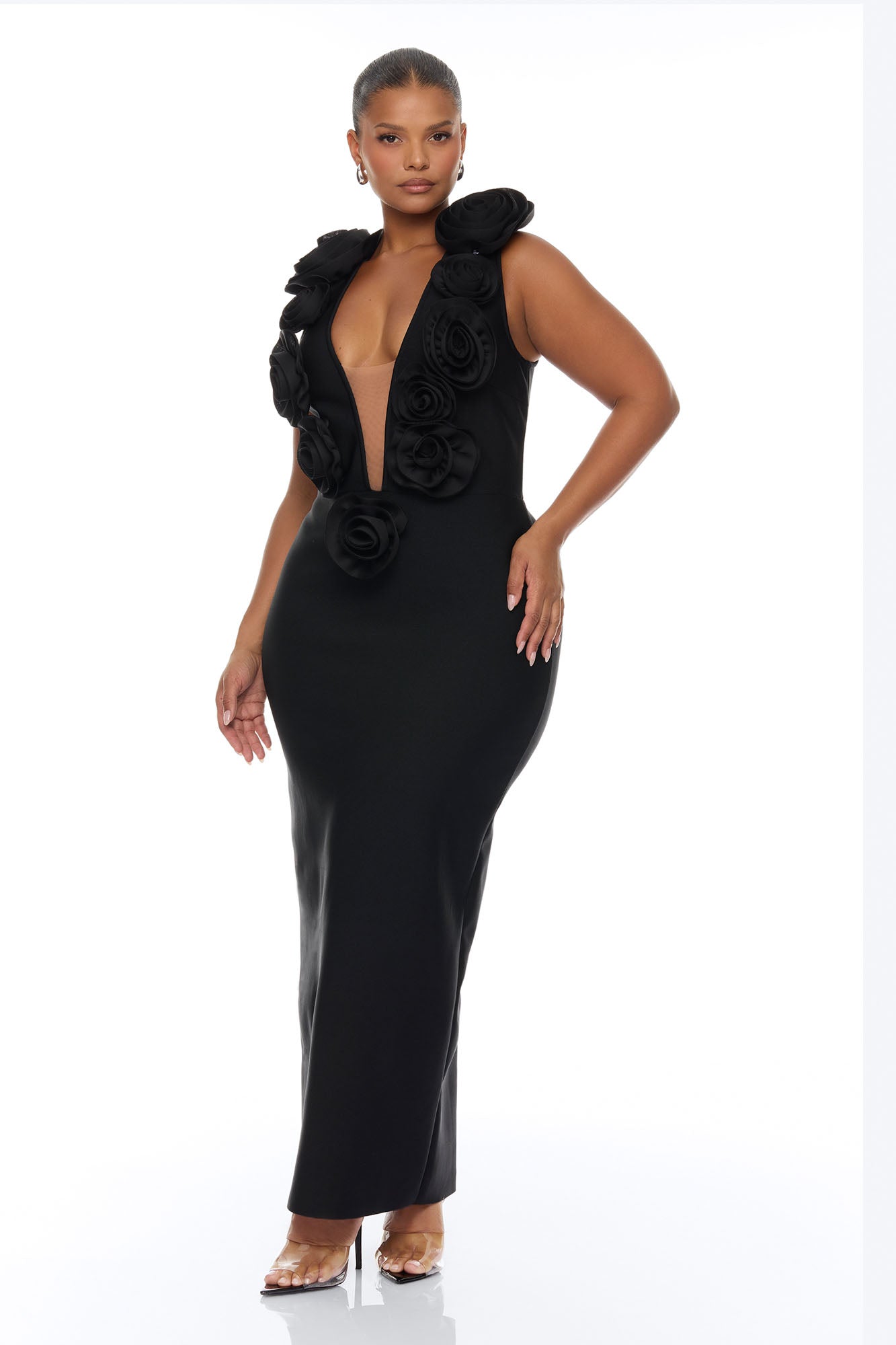 Rosalia Rosette Bandage Maxi Dress - Black NEWFASHIONEDGE