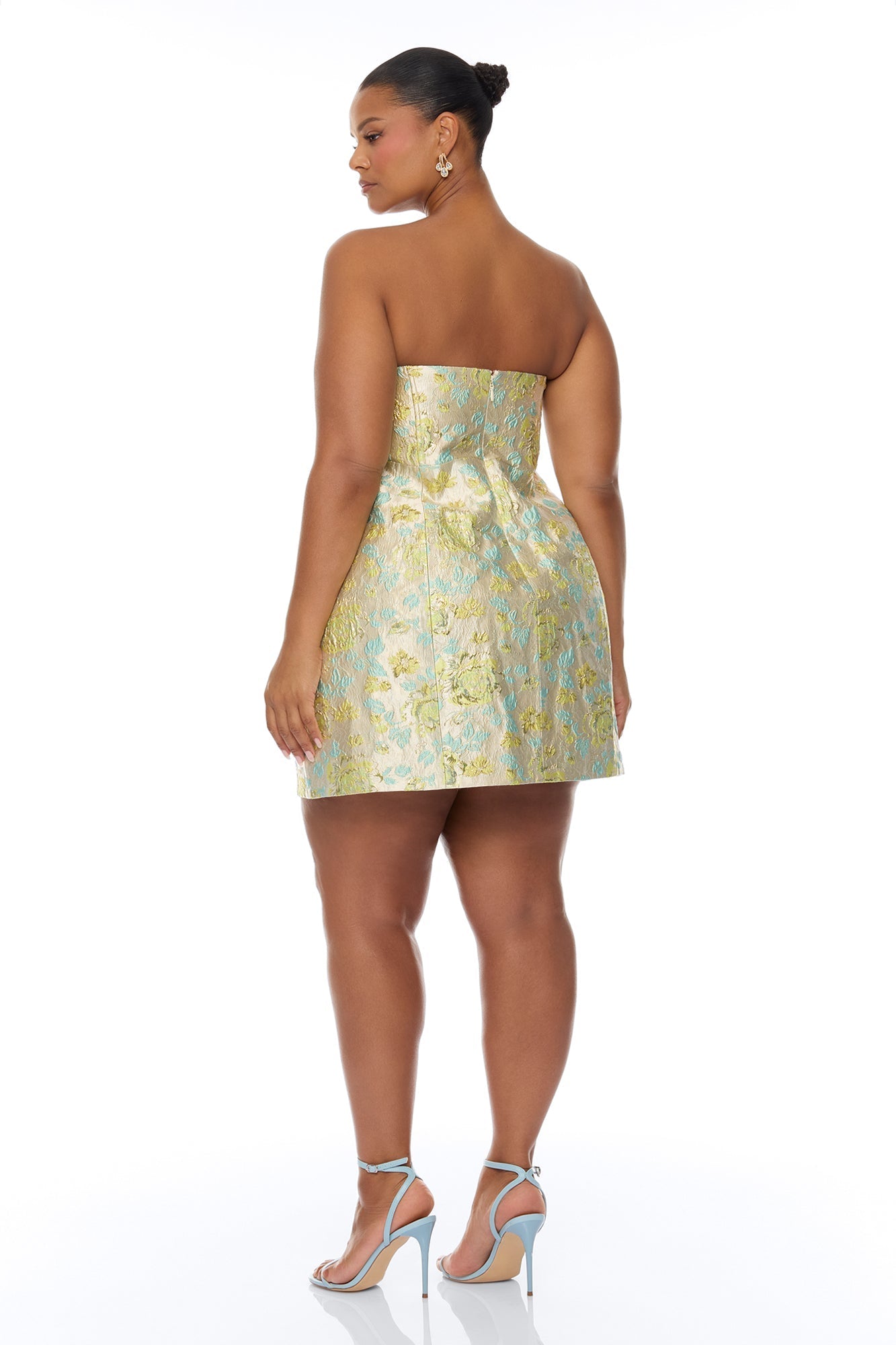Denise Pearl Jacquard Mini Dress - Yellow/combo NEWFASHIONEDGE