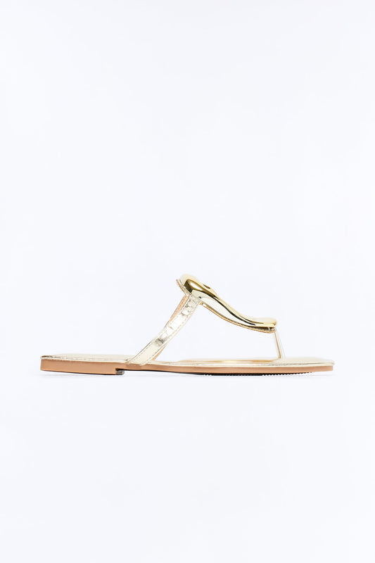 Malaysia Hardware Flip Flops - Gold