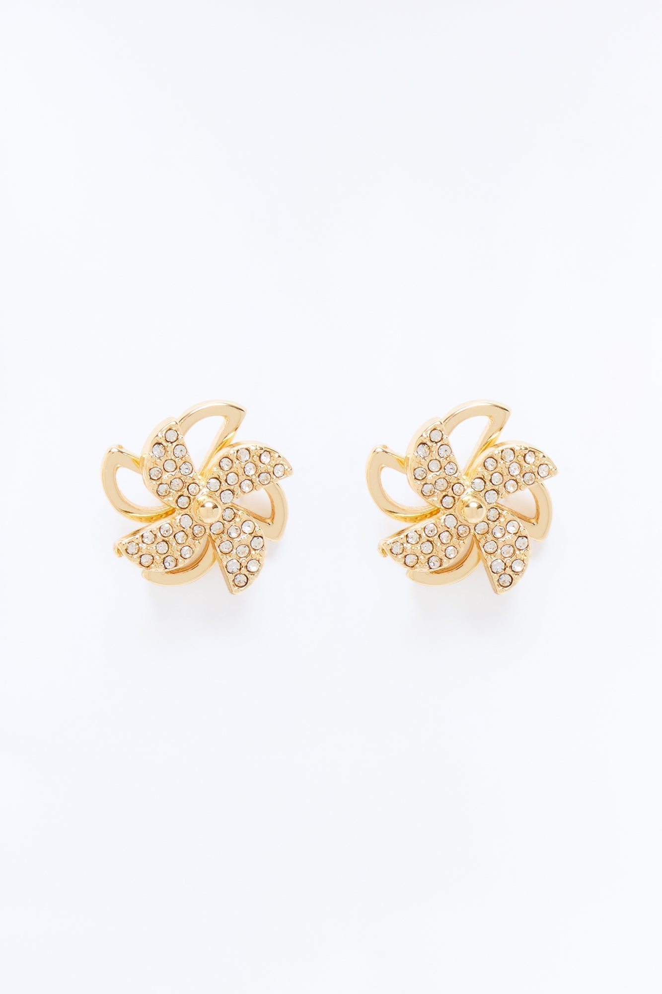 Shine On Floral Stud Earrings - Gold