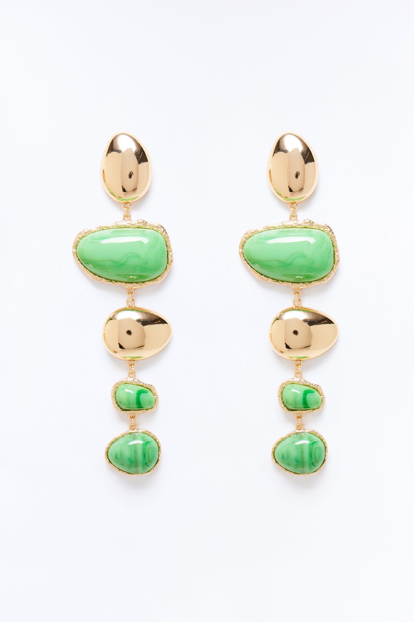 Island Daze Jeweled Drop Earrings - Gold/Green