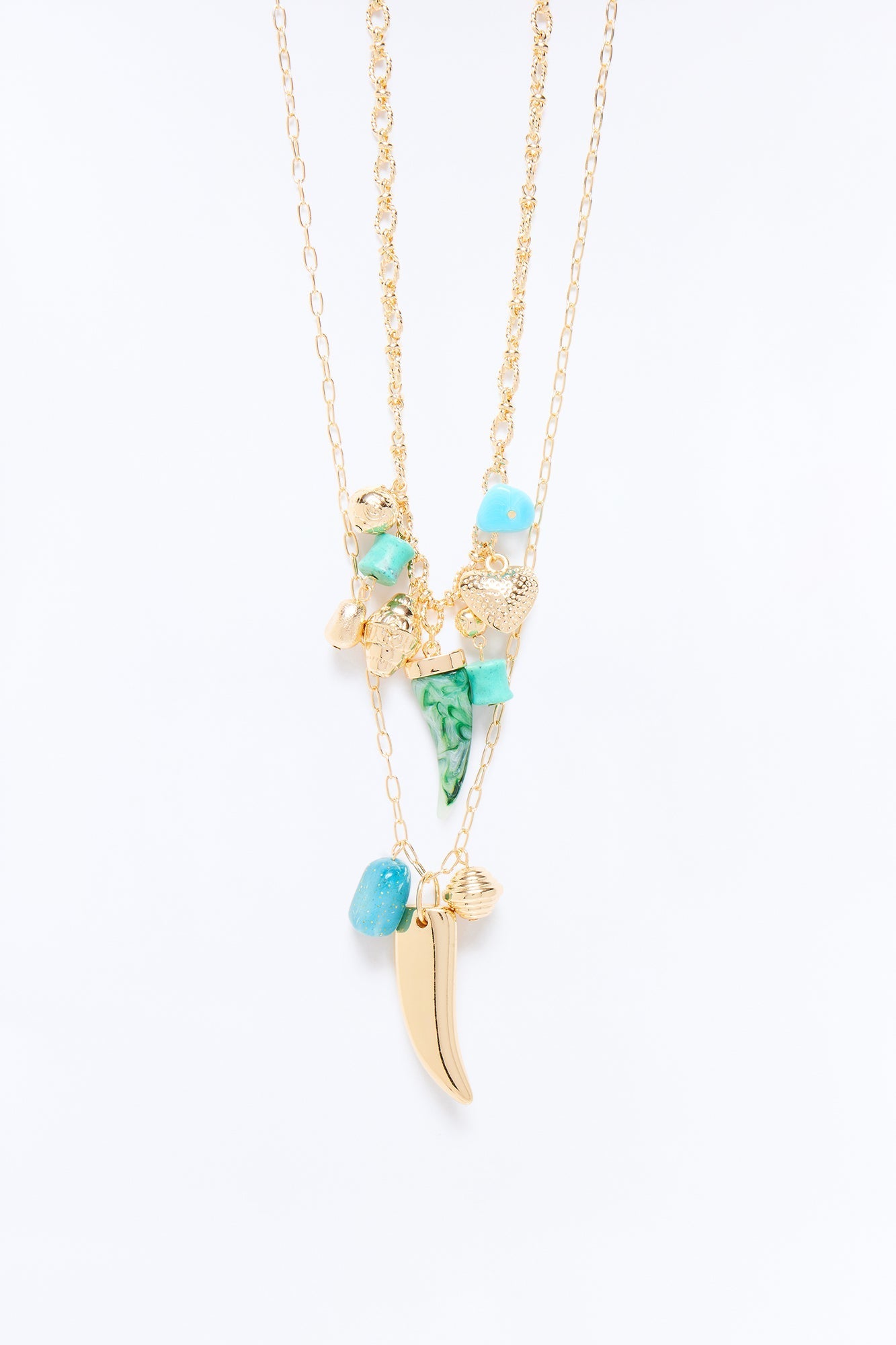 Paradise Found Layered Necklace - Gold/Blue