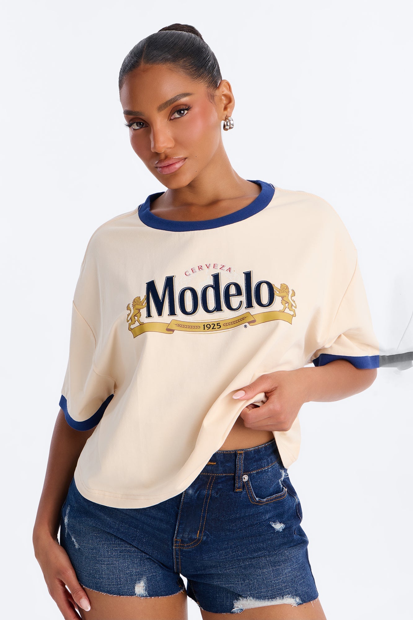Modelo Collection Flocked Baby Tee - Taupe