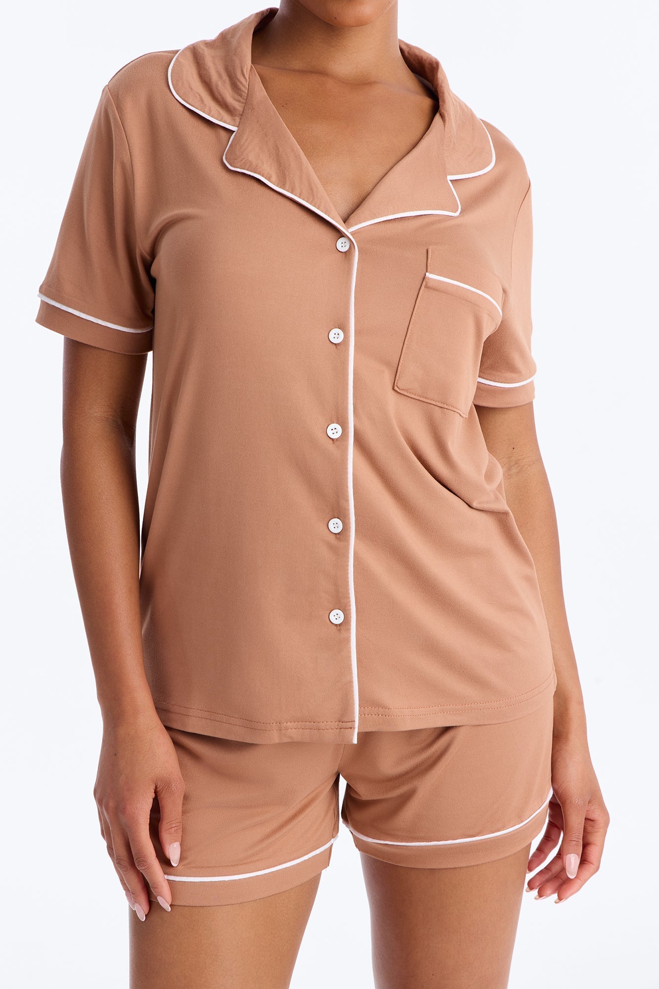 Ready For Bed PJ Short Set - Mocha